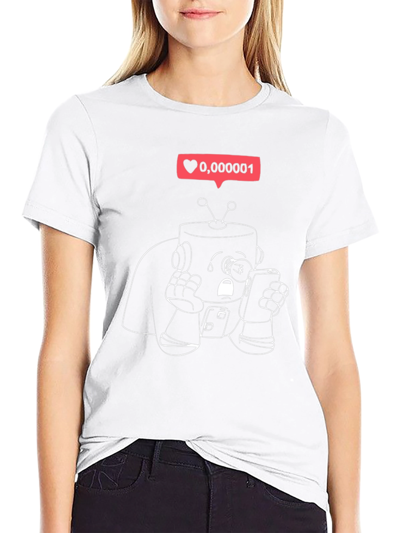 Sad Robot Phone Addict T-Shirt