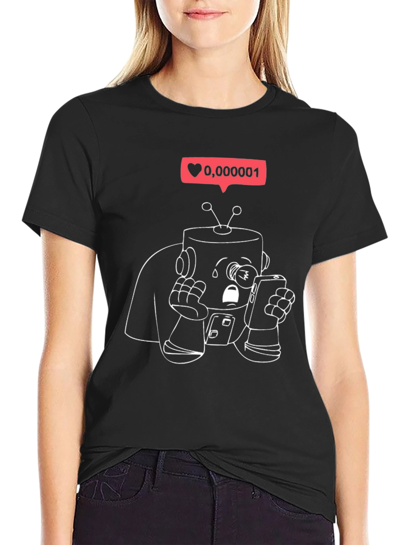 Sad Robot Phone Addict T-Shirt