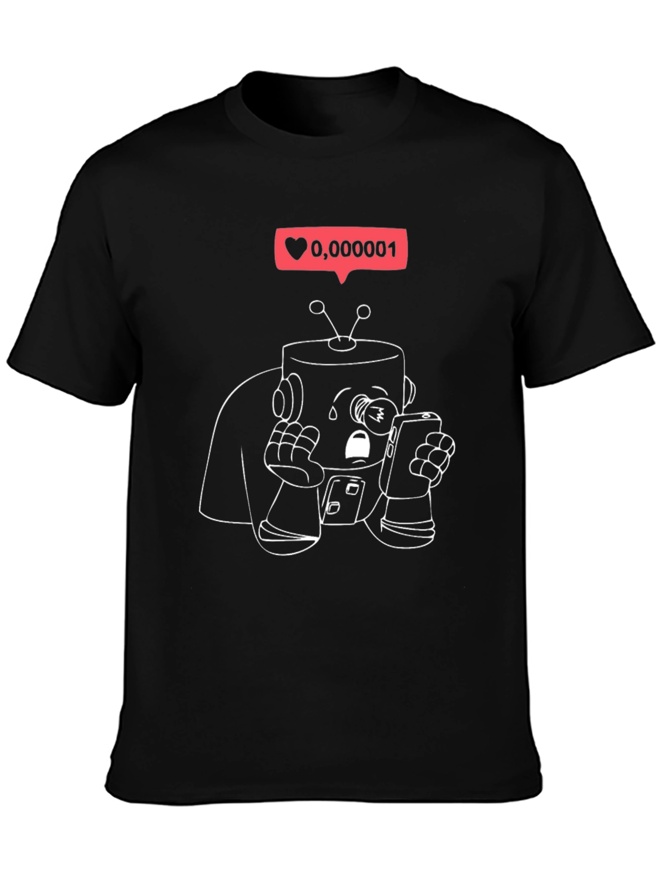 Sad Robot Phone Addict T-Shirt