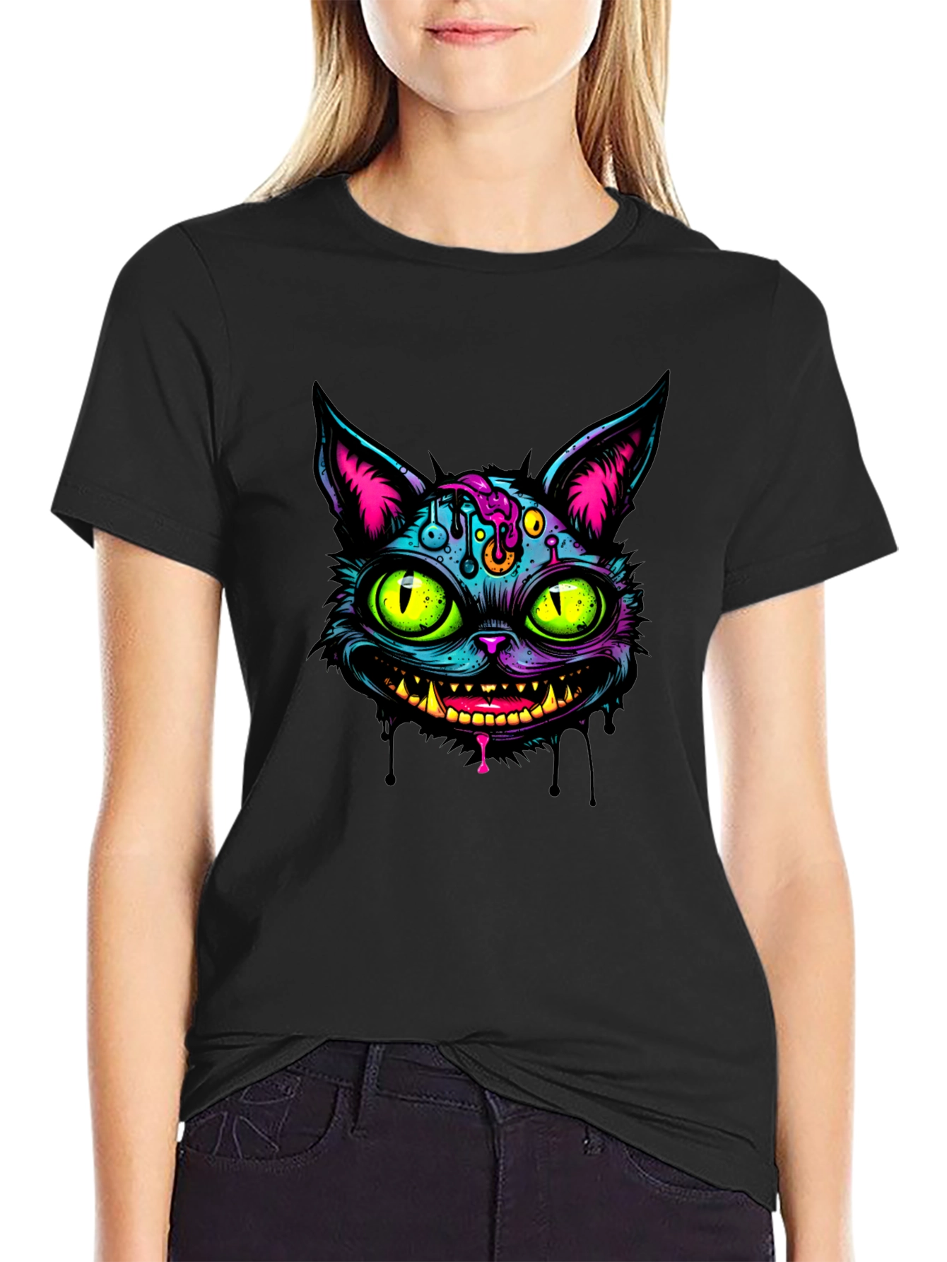 Psychedelic Cat Graphic T-Shirt