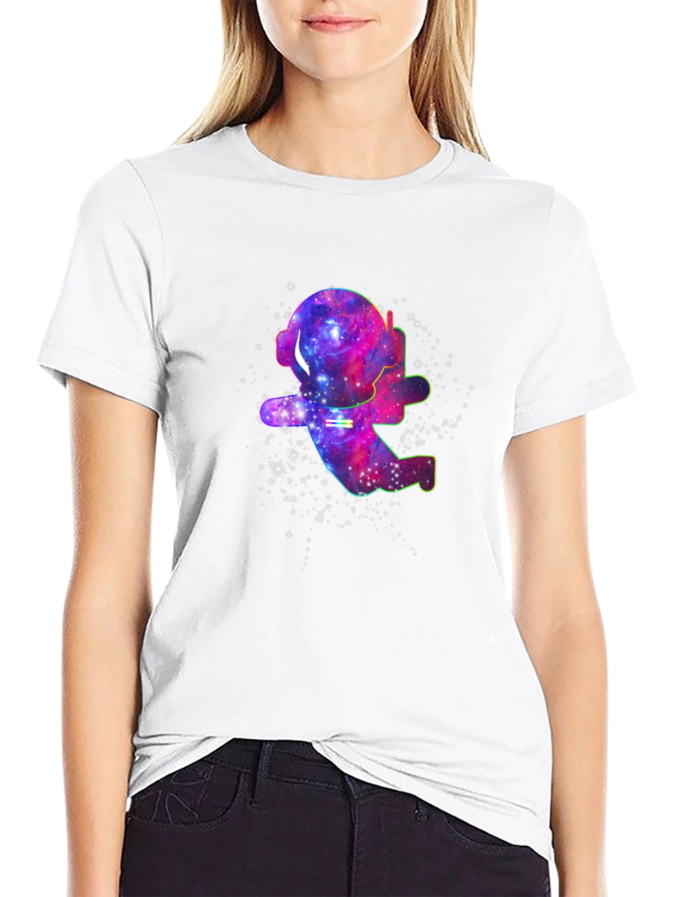 Galaxy Astronaut T-Shirt - Black Cotton Space Tee