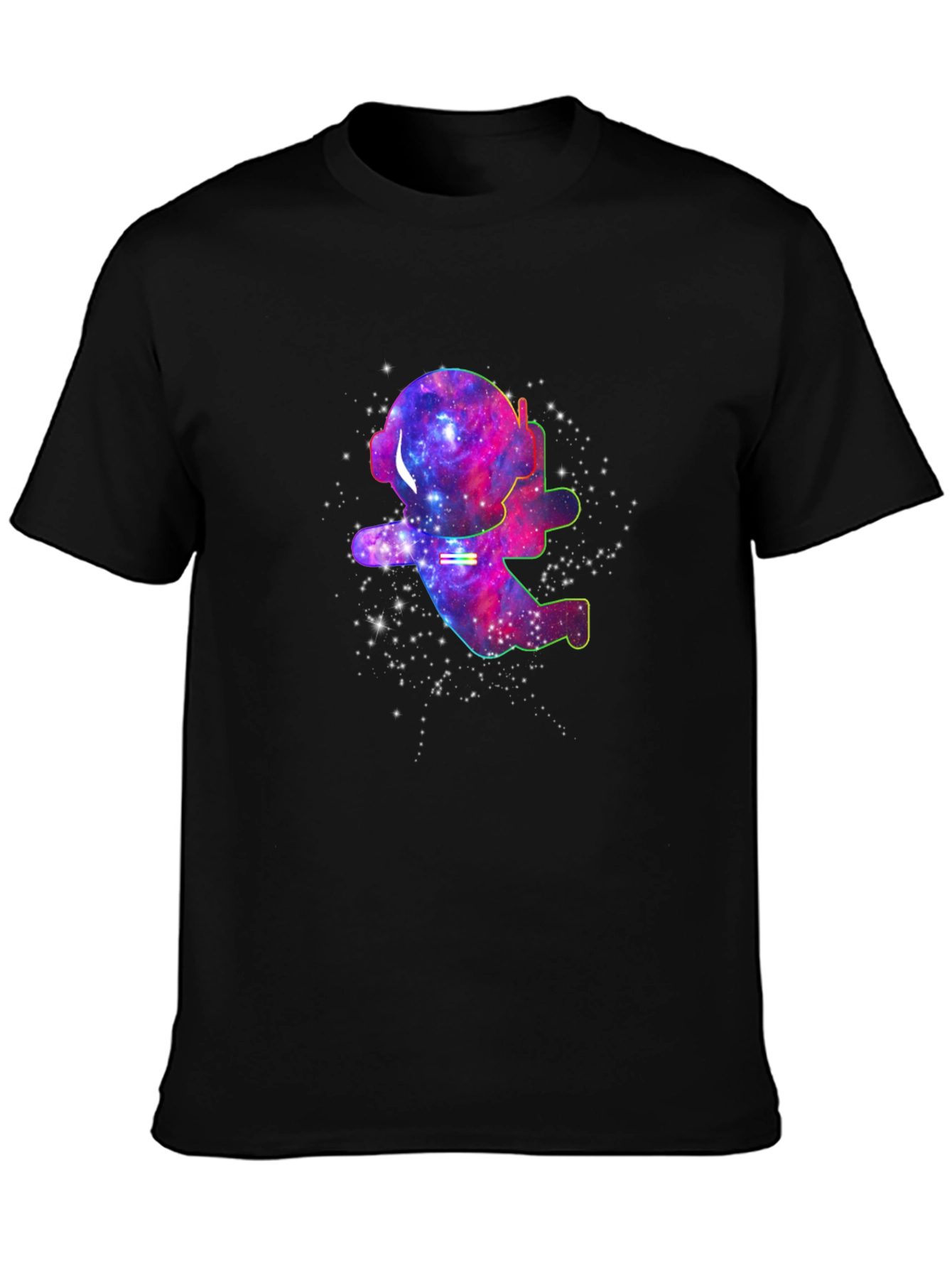 Galaxy Astronaut T-Shirt - Black Cotton Space Tee