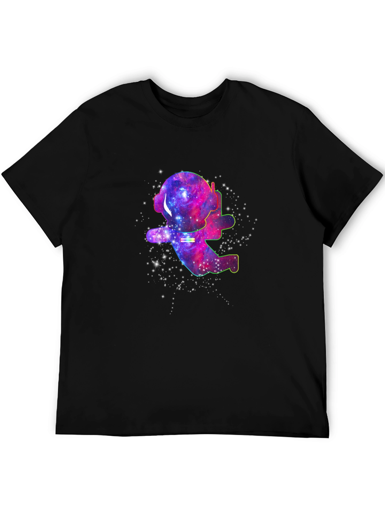 Galaxy Astronaut T-Shirt - Black Cotton Space Tee