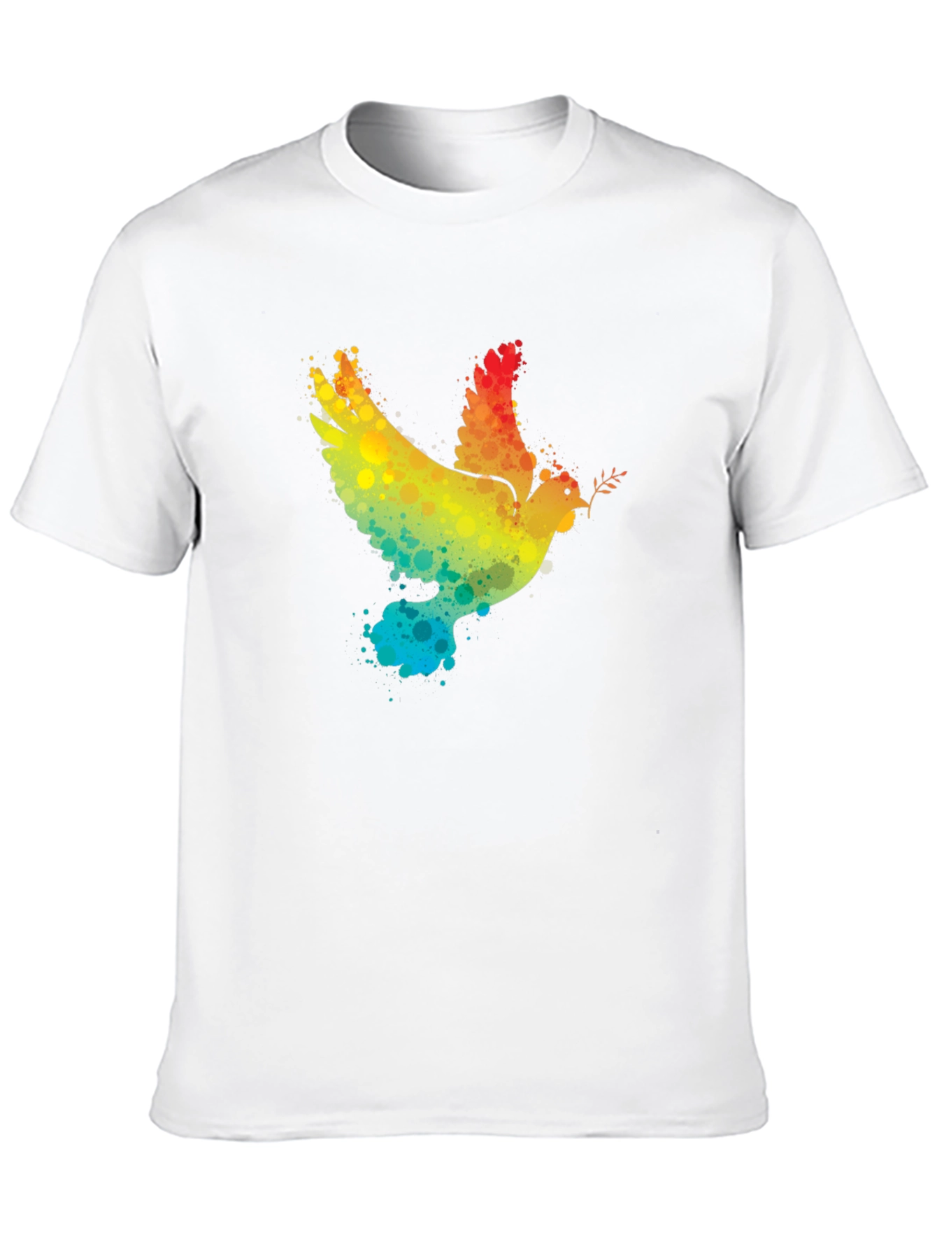 Peace Dove Rainbow Splatter Graphic T-Shirt