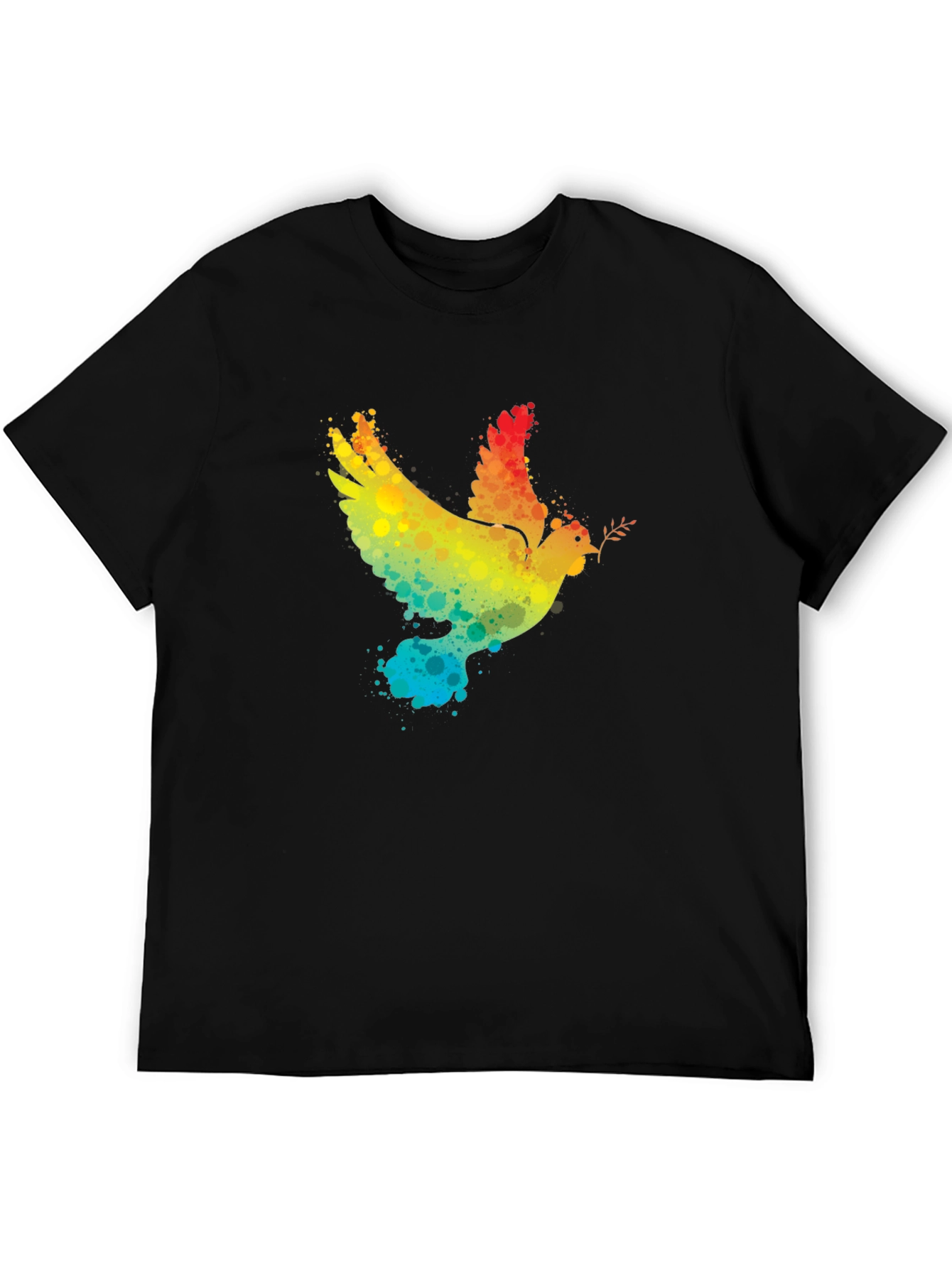 Peace Dove Rainbow Splatter Graphic T-Shirt