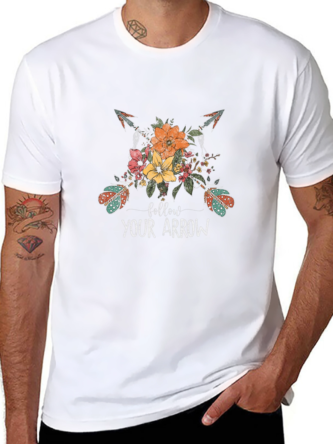 Floral Arrow Graphic T-Shirt - Follow Your Arrow