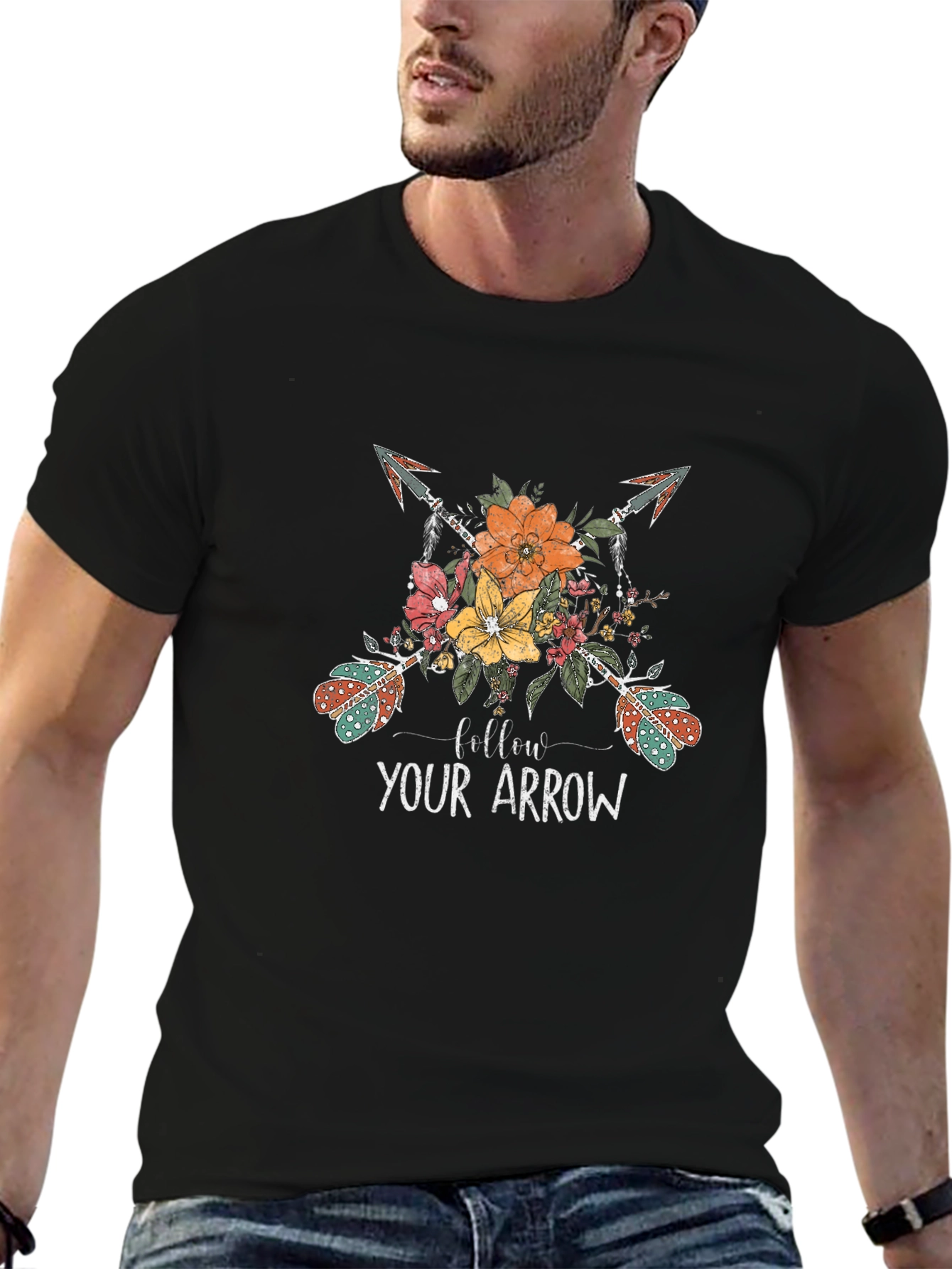 Floral Arrow Graphic T-Shirt - Follow Your Arrow