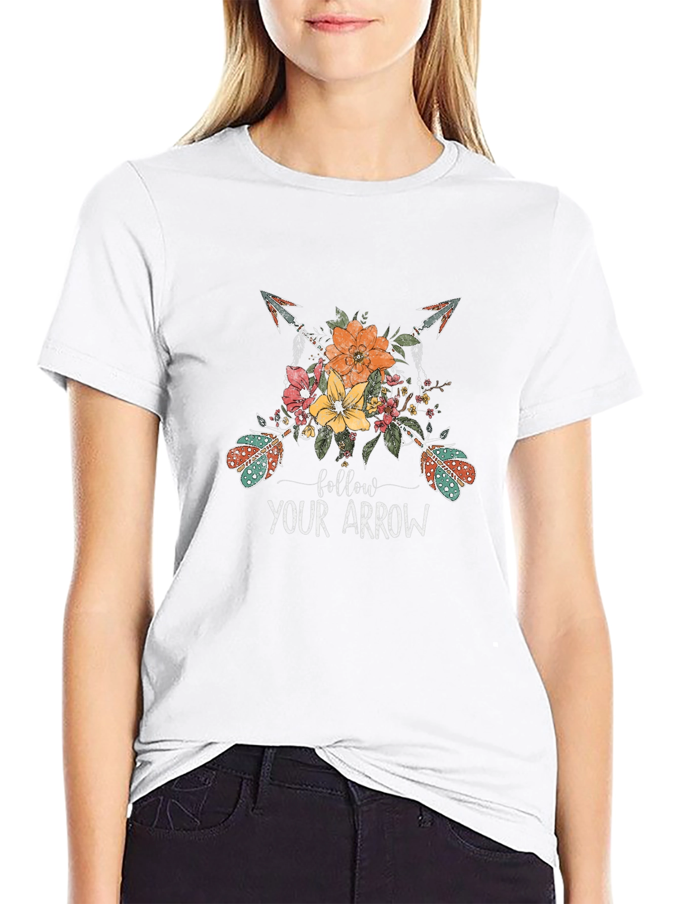 Floral Arrow Graphic T-Shirt - Follow Your Arrow