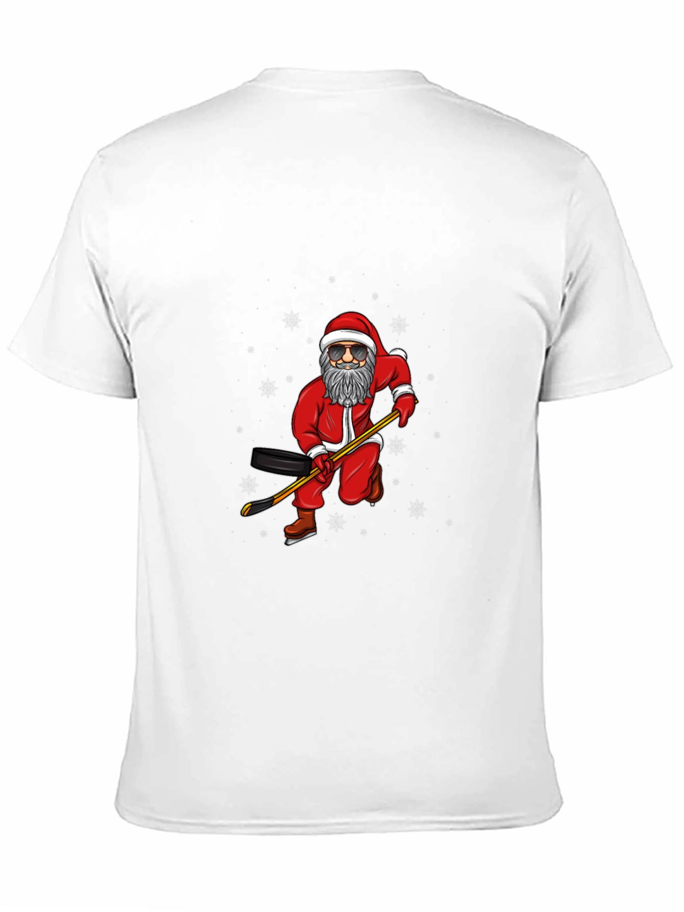 Santa Hockey Player Black T-Shirt