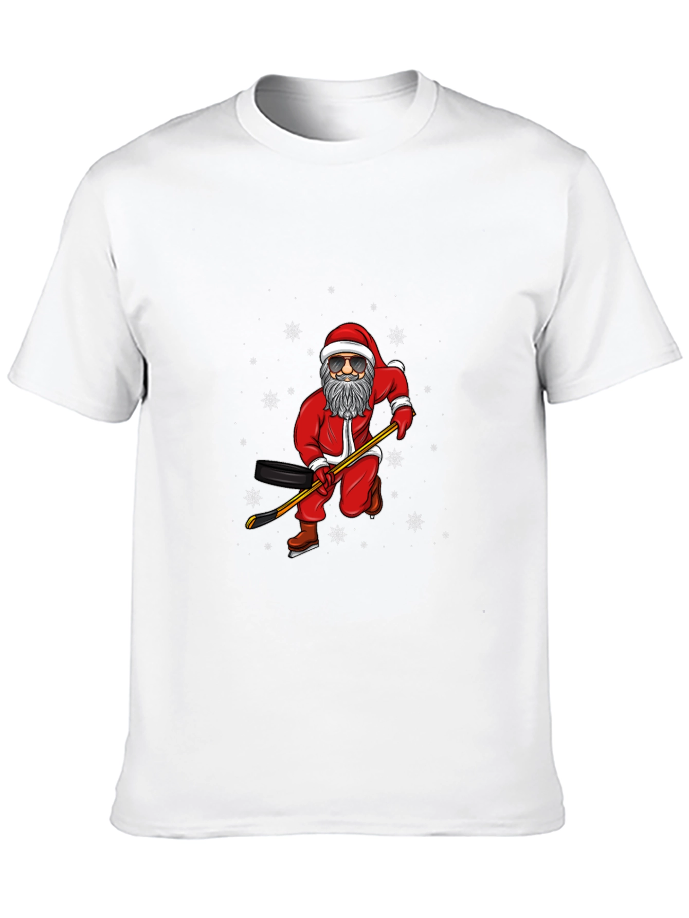 Santa Hockey Player Black T-Shirt