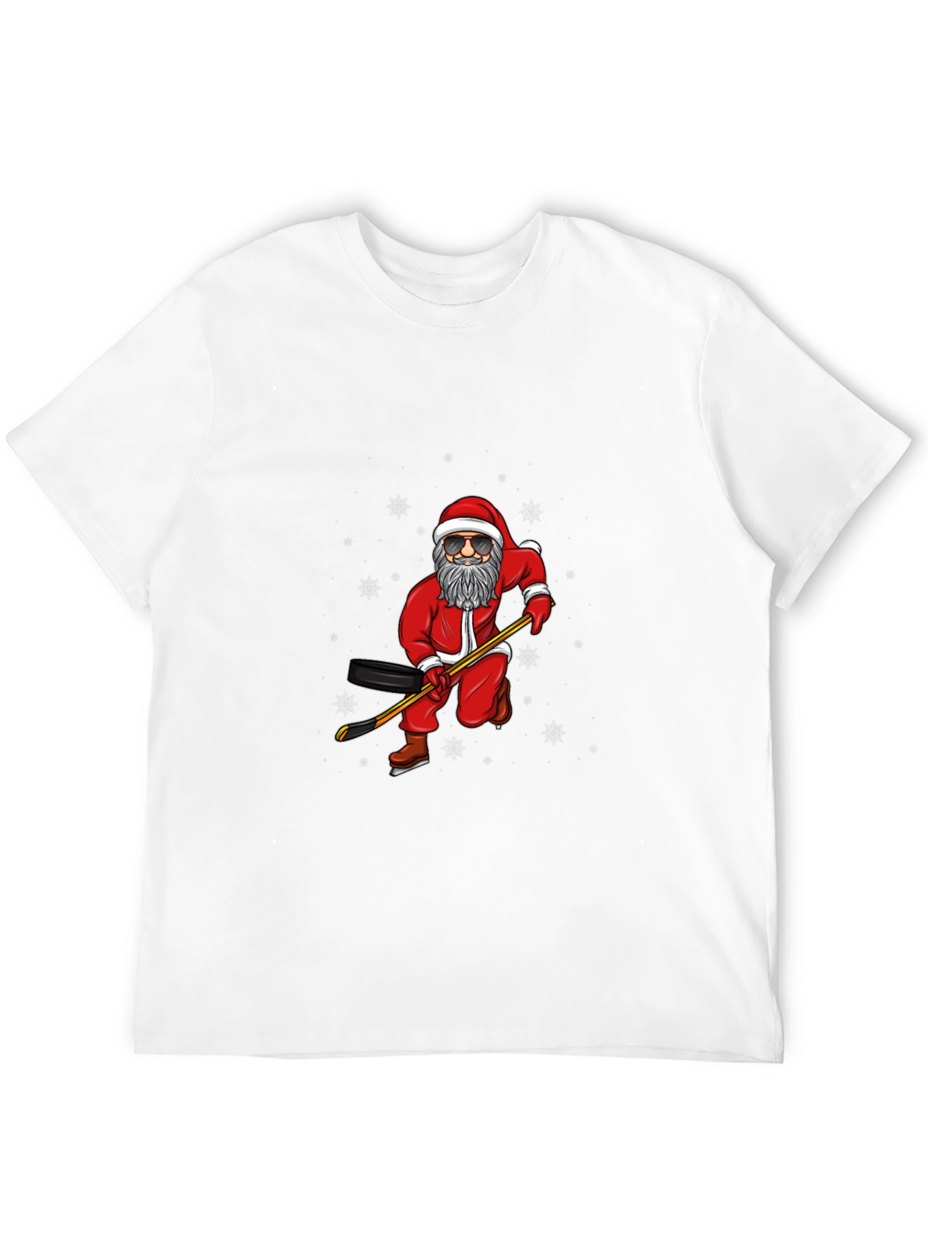 Santa Hockey Player Black T-Shirt