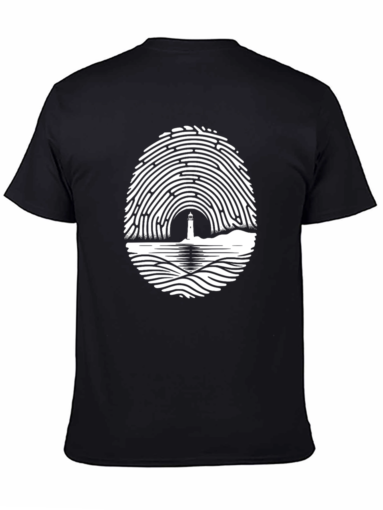 Lighthouse Fingerprint Tee - Unique Graphic T-Shirt