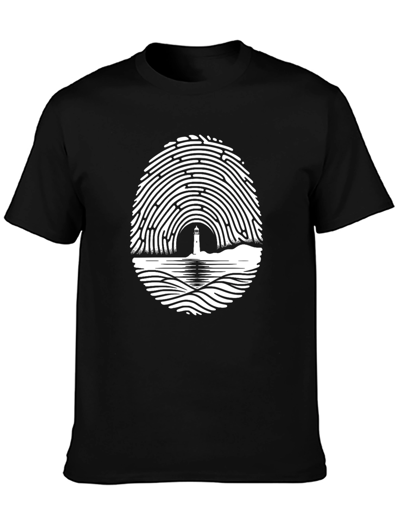 Lighthouse Fingerprint Tee - Unique Graphic T-Shirt