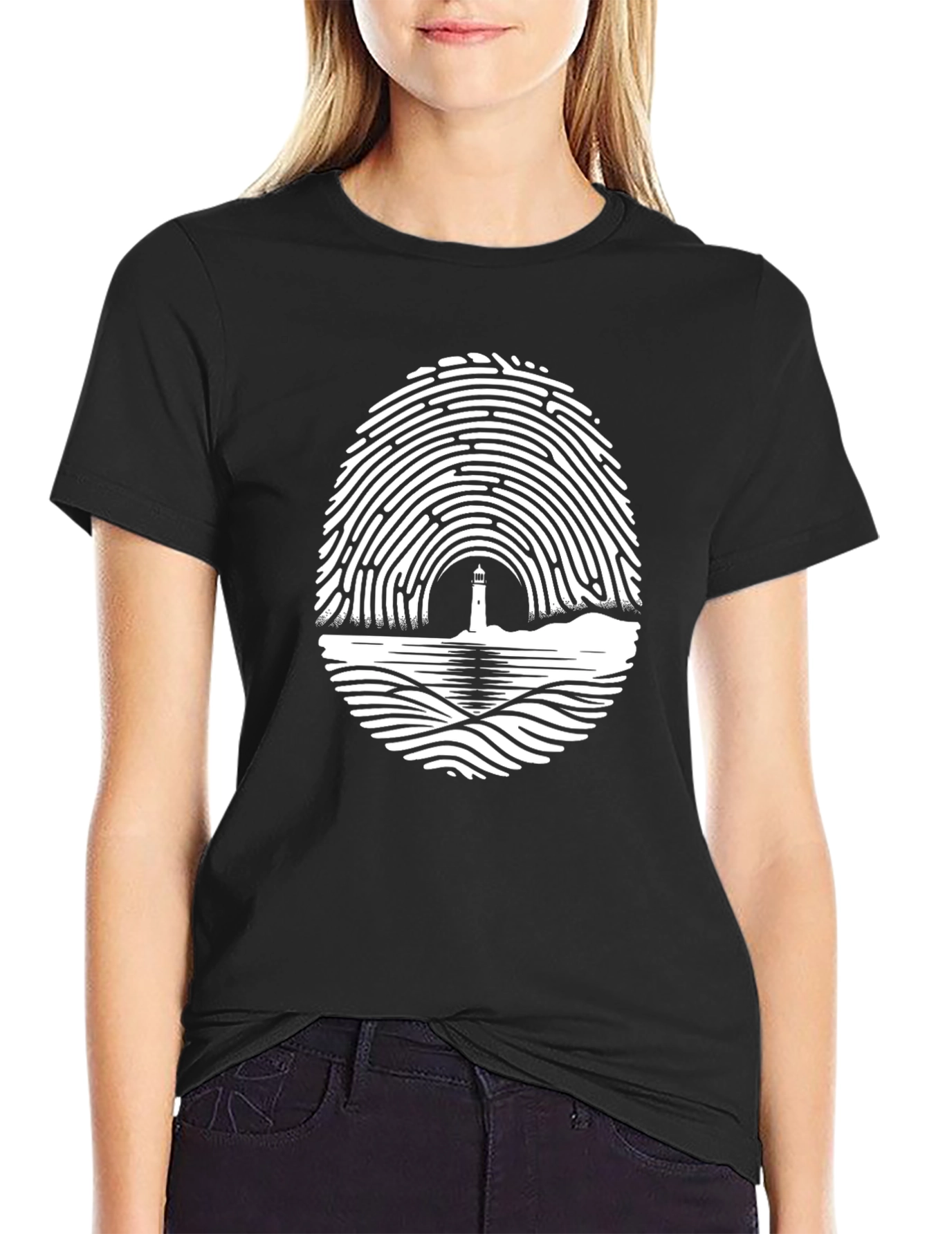 Lighthouse Fingerprint Tee - Unique Graphic T-Shirt