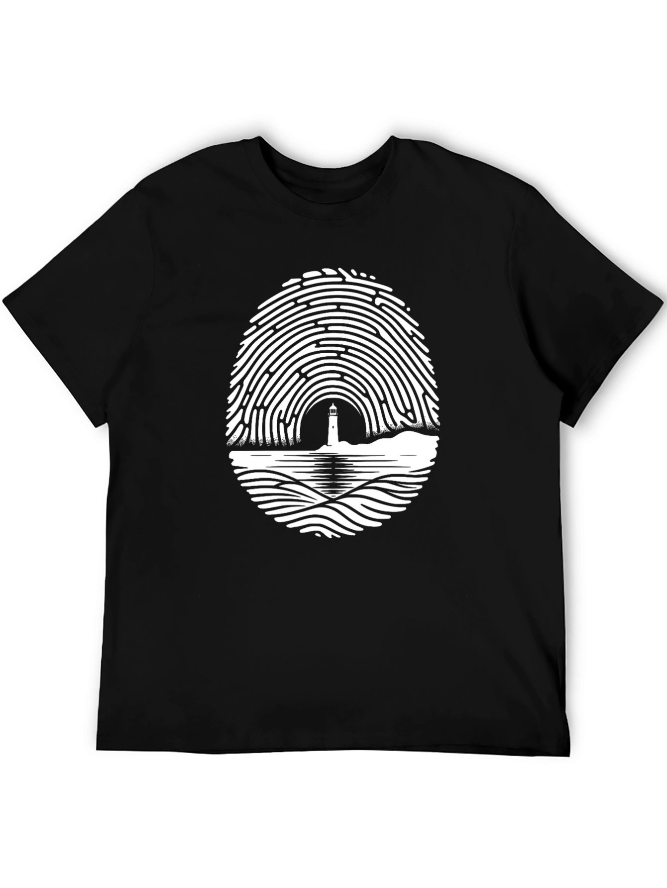 Lighthouse Fingerprint Tee - Unique Graphic T-Shirt