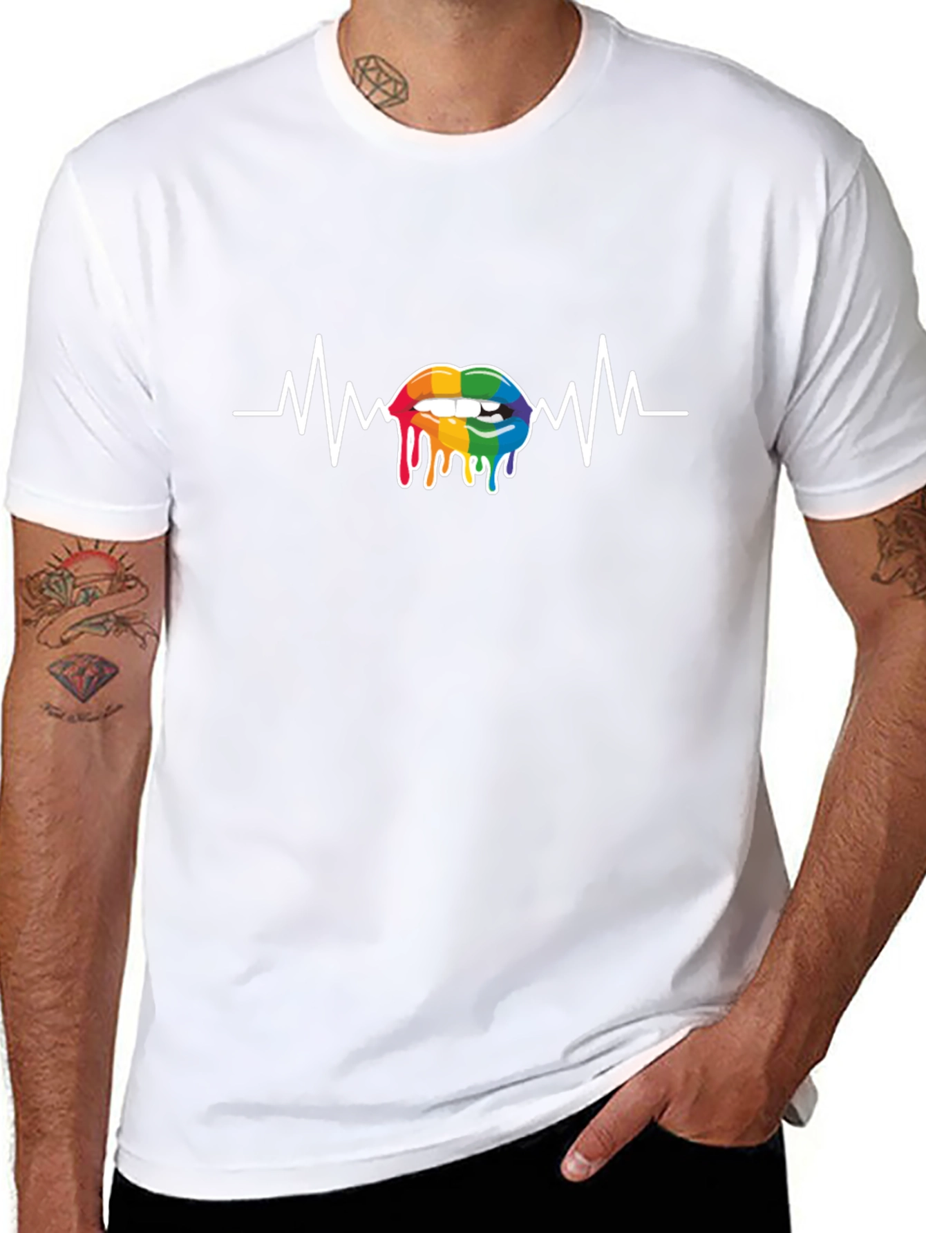 Rainbow Lips Heartbeat T-Shirt