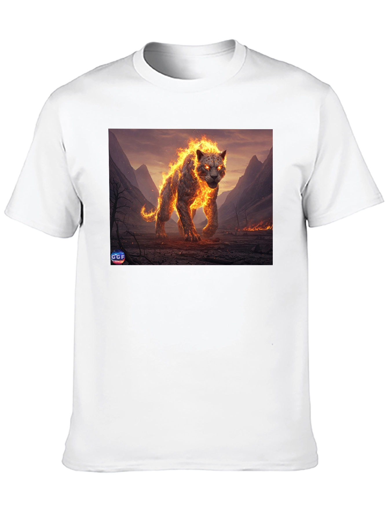 Fiery Panther Graphic Tee - Black Cotton Blend