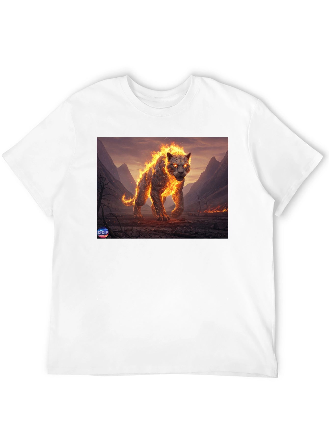 Fiery Panther Graphic Tee - Black Cotton Blend