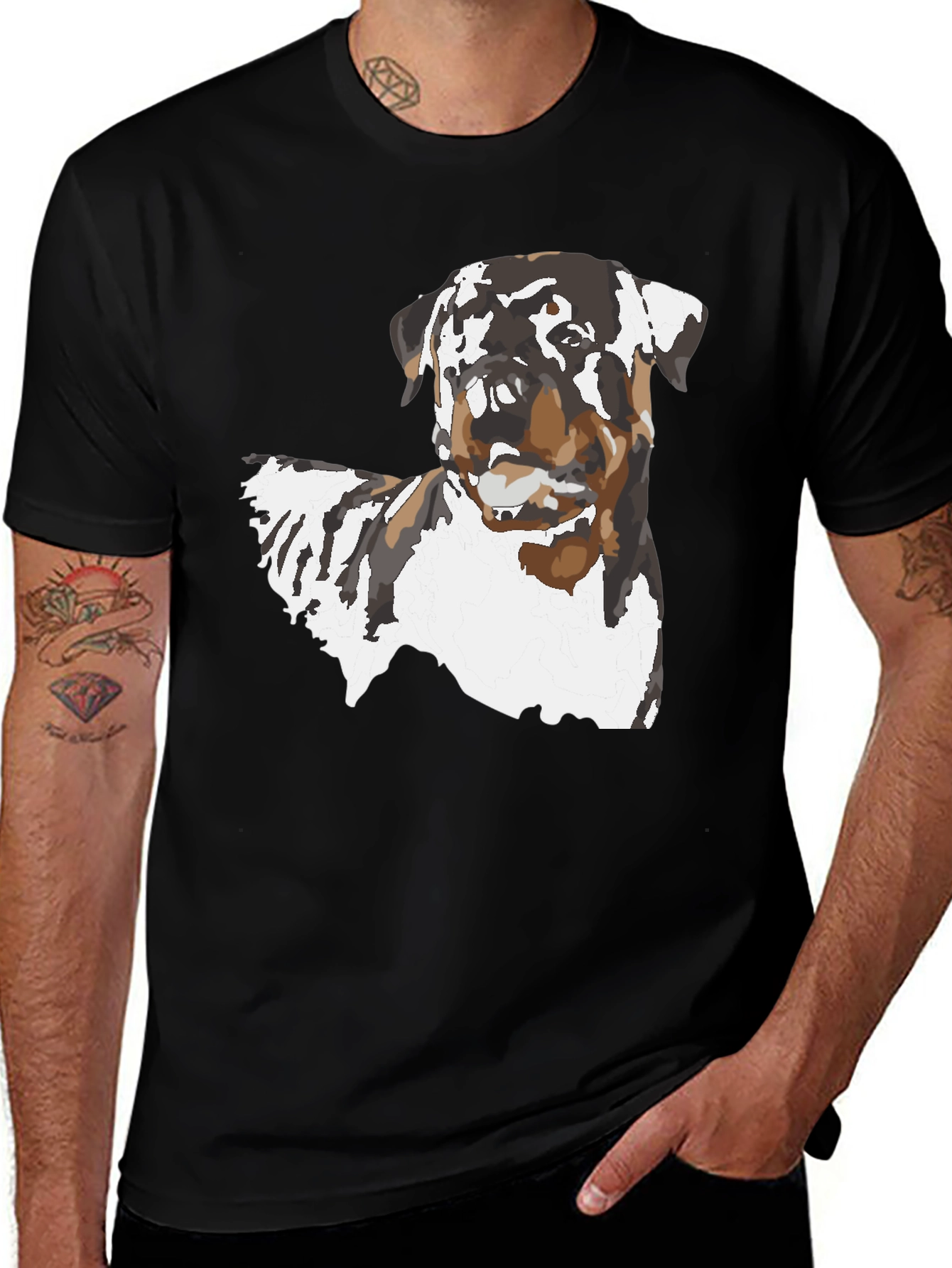 Rottweiler Dog Graphic Black T-Shirt