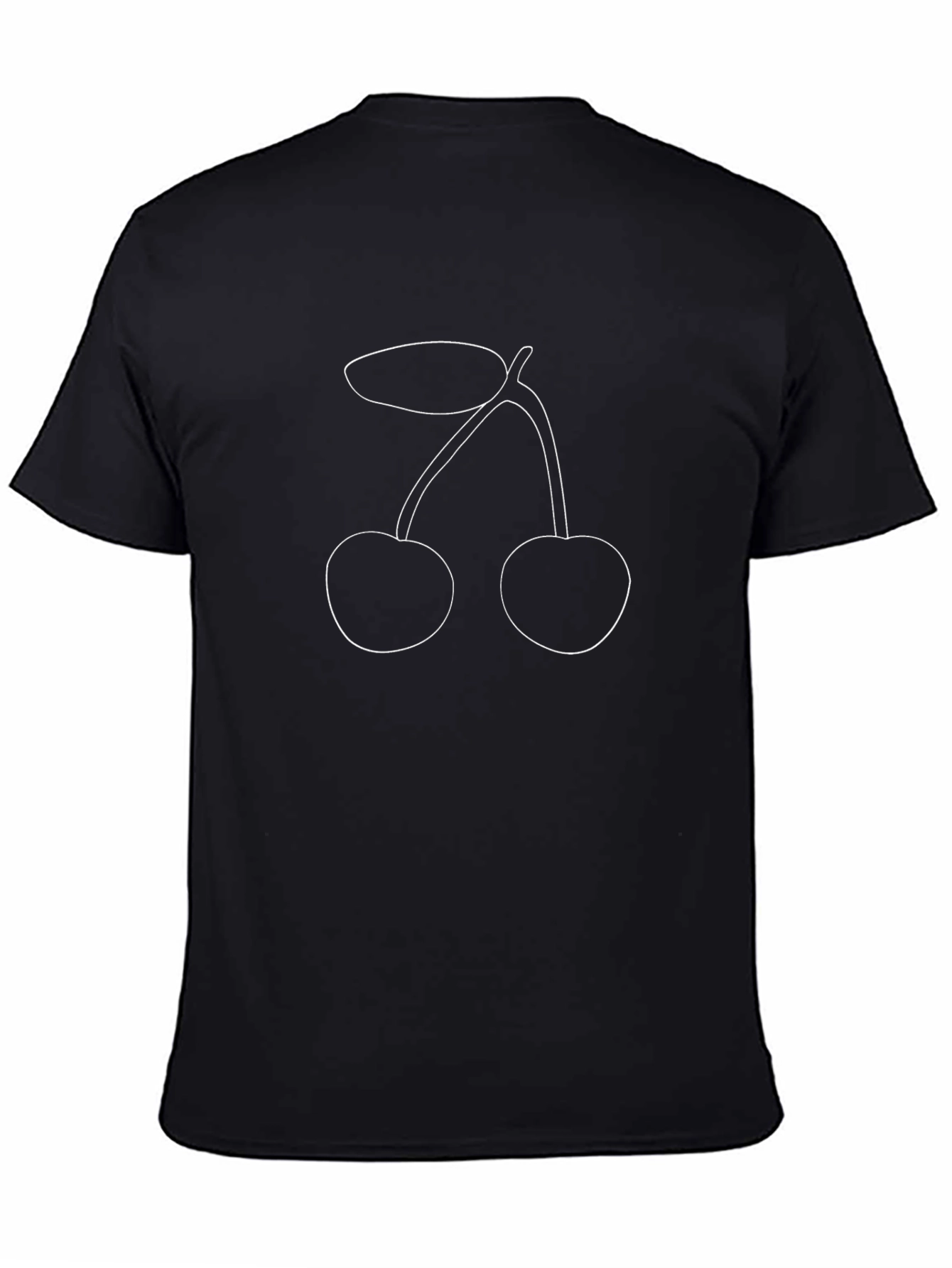 Minimalist Cherry Outline Black T-Shirt