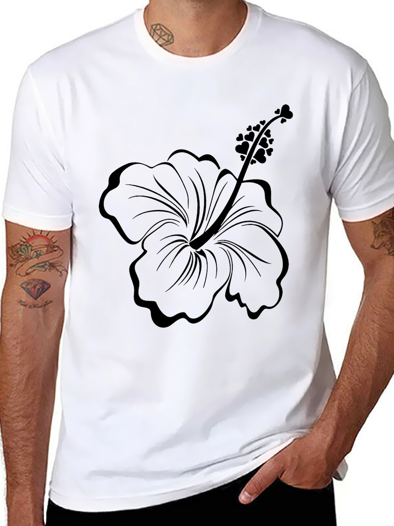 Mens Black Floral Graphic Tee