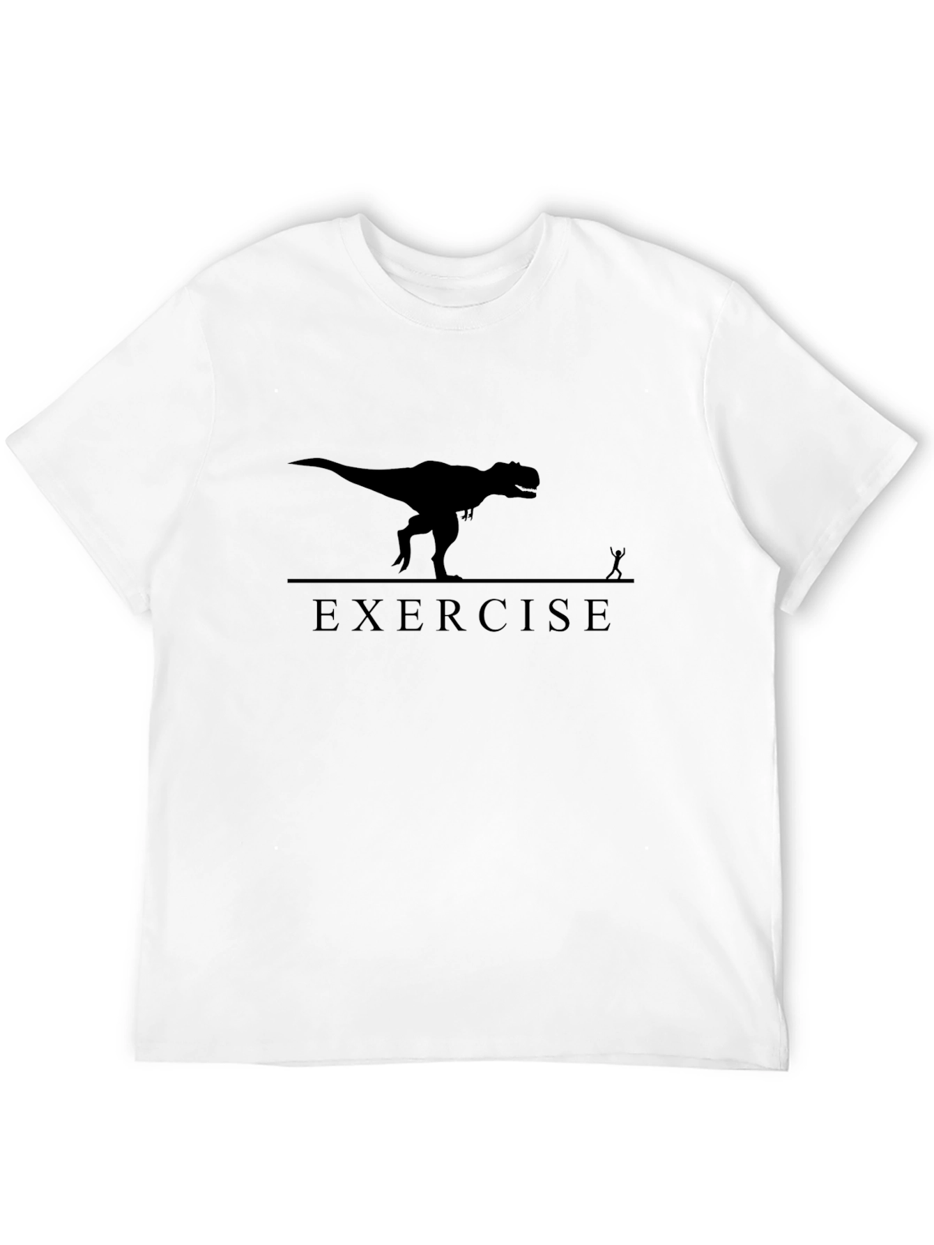 Dino Exercise Black T-Shirt - Humorous & Stylish