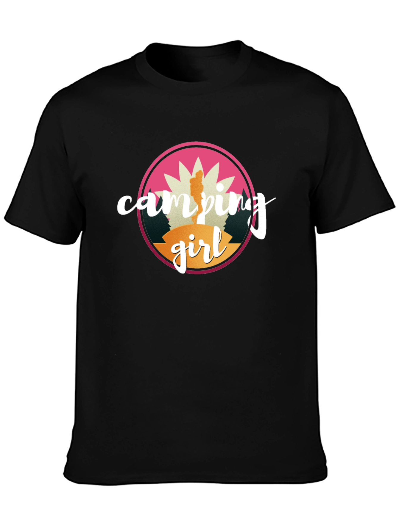 Camping Girl Graphic Tee - Black