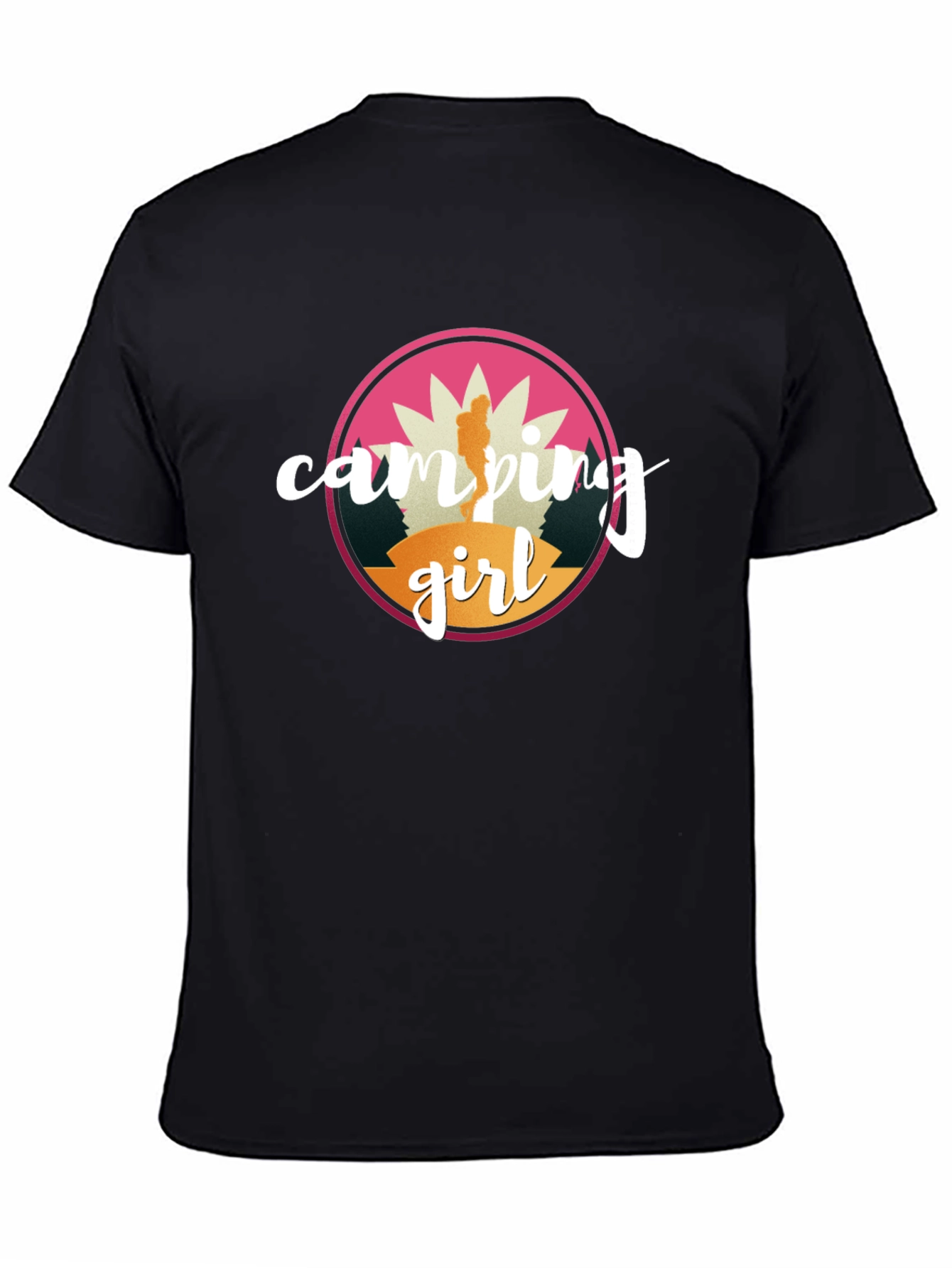 Camping Girl Graphic Tee - Black