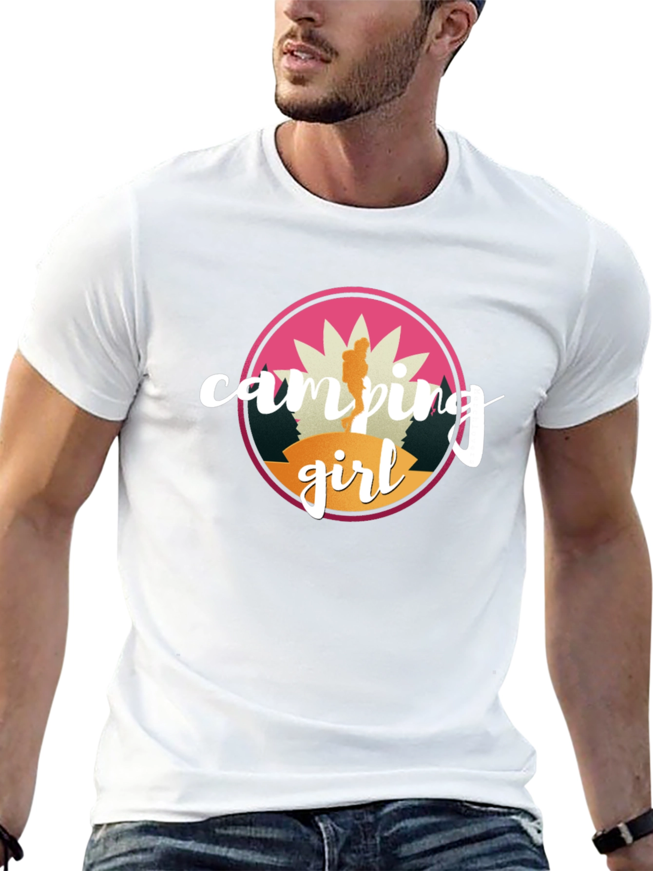 Camping Girl Graphic Tee - Black