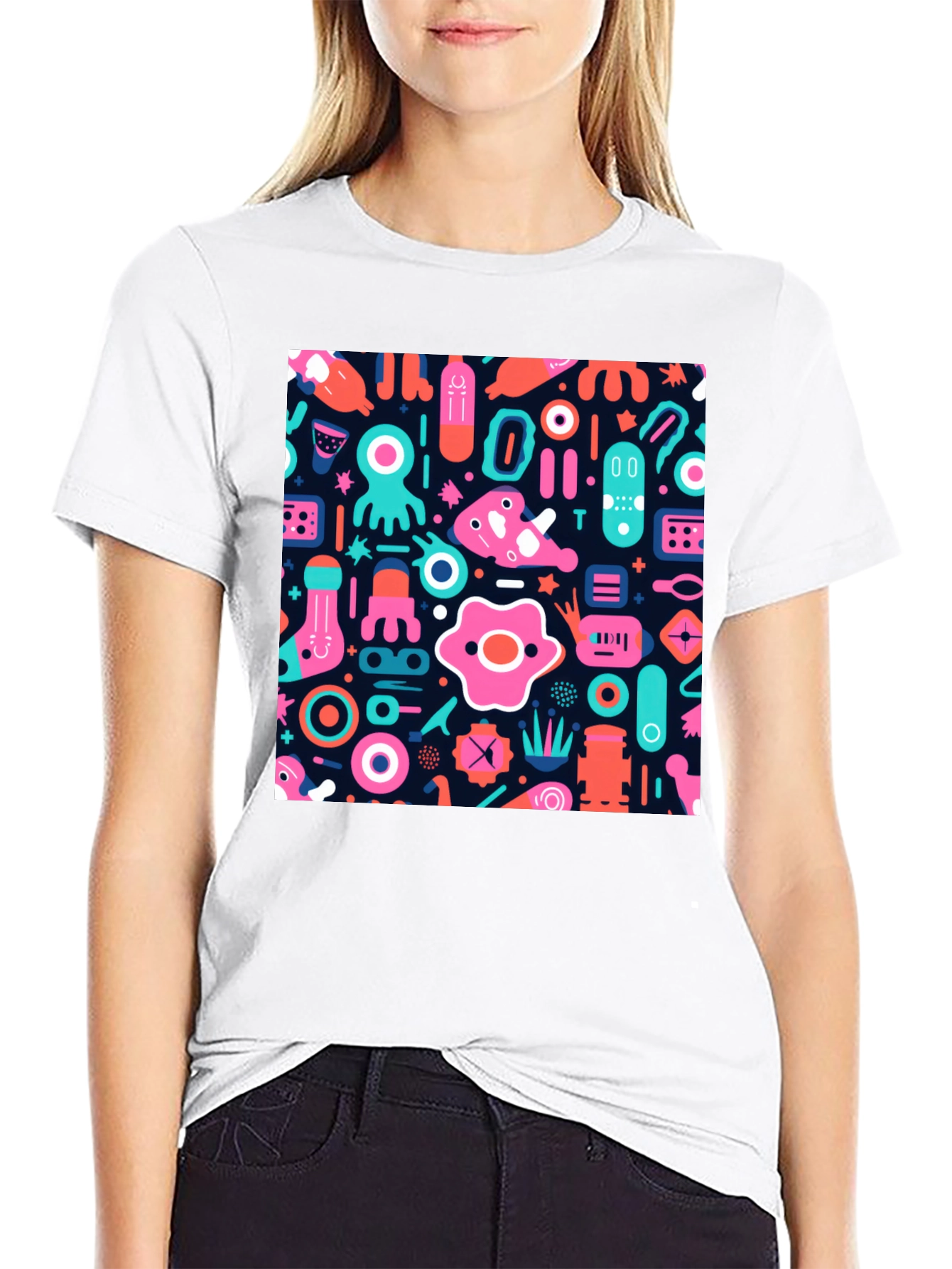 Funky Graphic Print Black T-Shirt