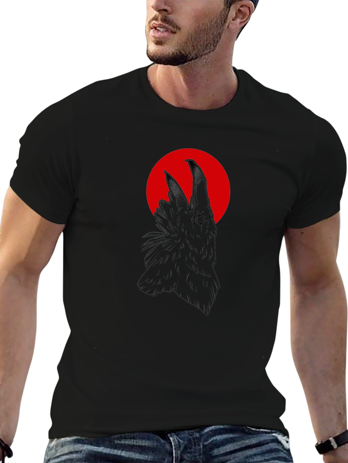 Raven Silhouette Graphic Tee - Mens Black T-Shirt