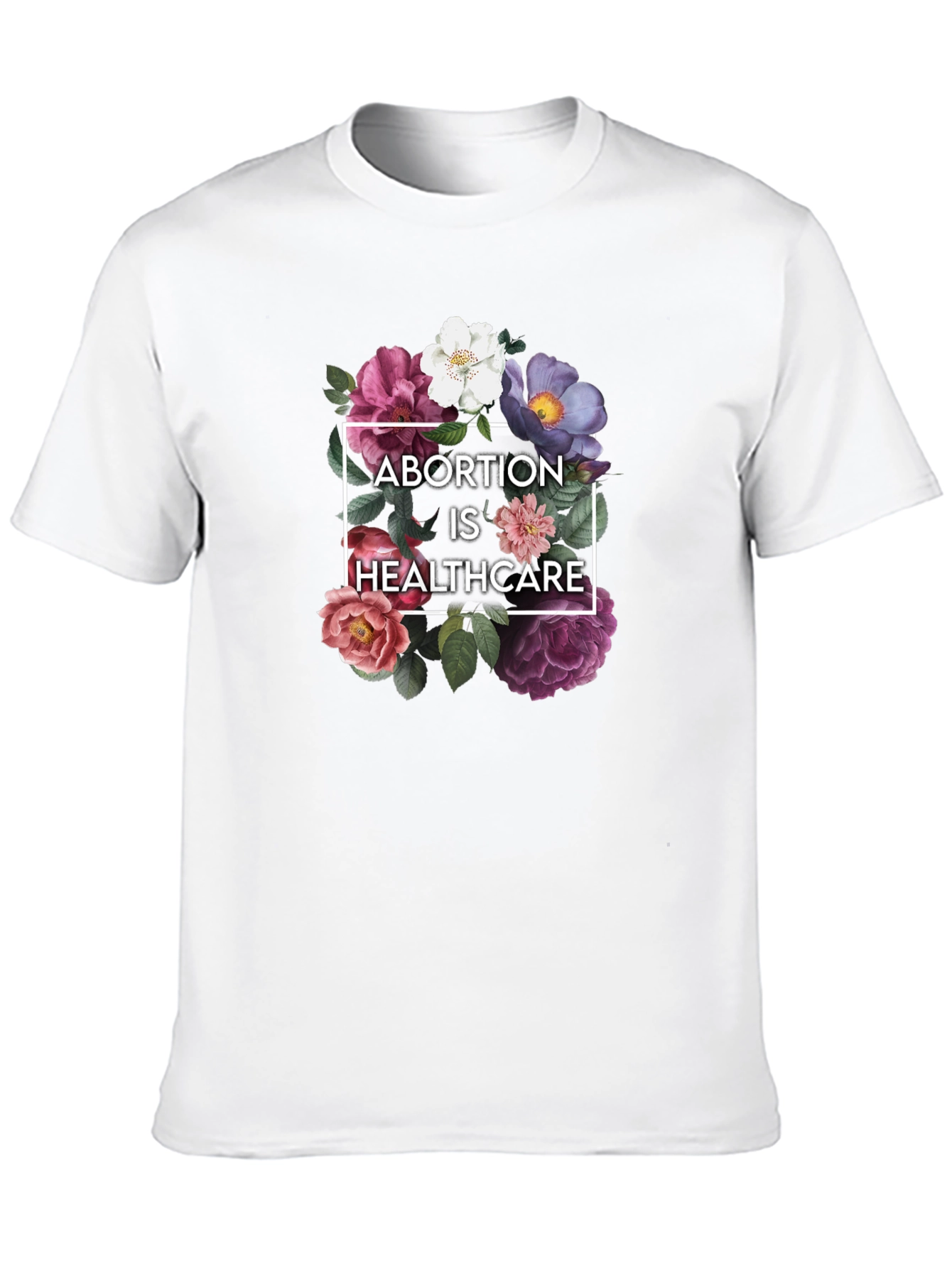 Floral Abortion is Healthcare Black T-Shirt