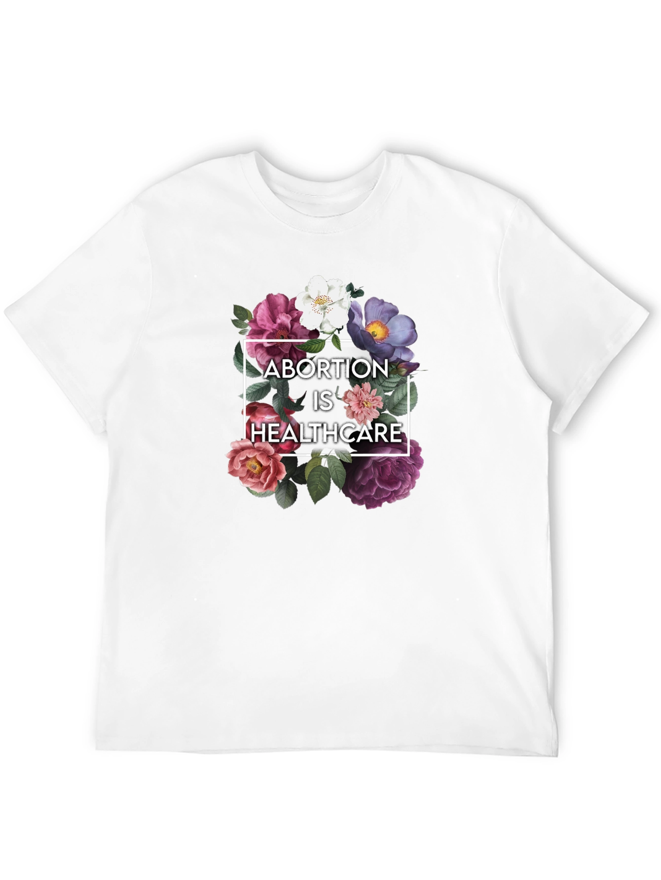 Floral Abortion is Healthcare Black T-Shirt