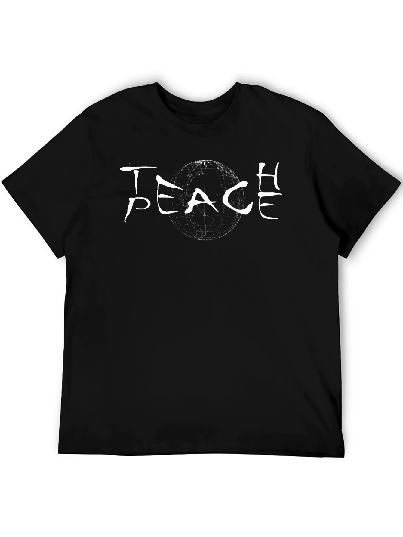 Peace Sign Graphic Tee - Black Crew Neck