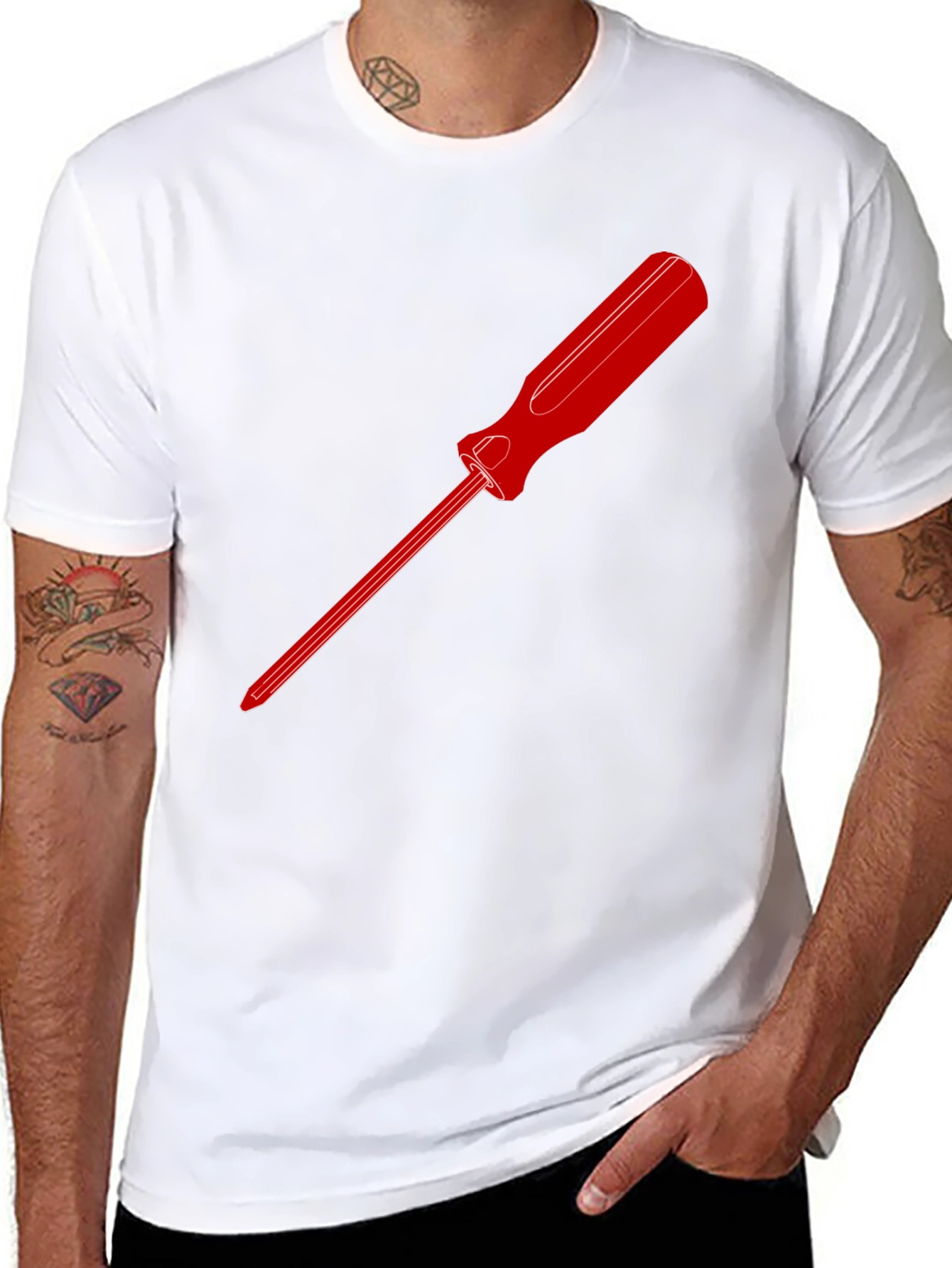 Red Screwdriver Graphic Tee - Mens Black T-Shirt