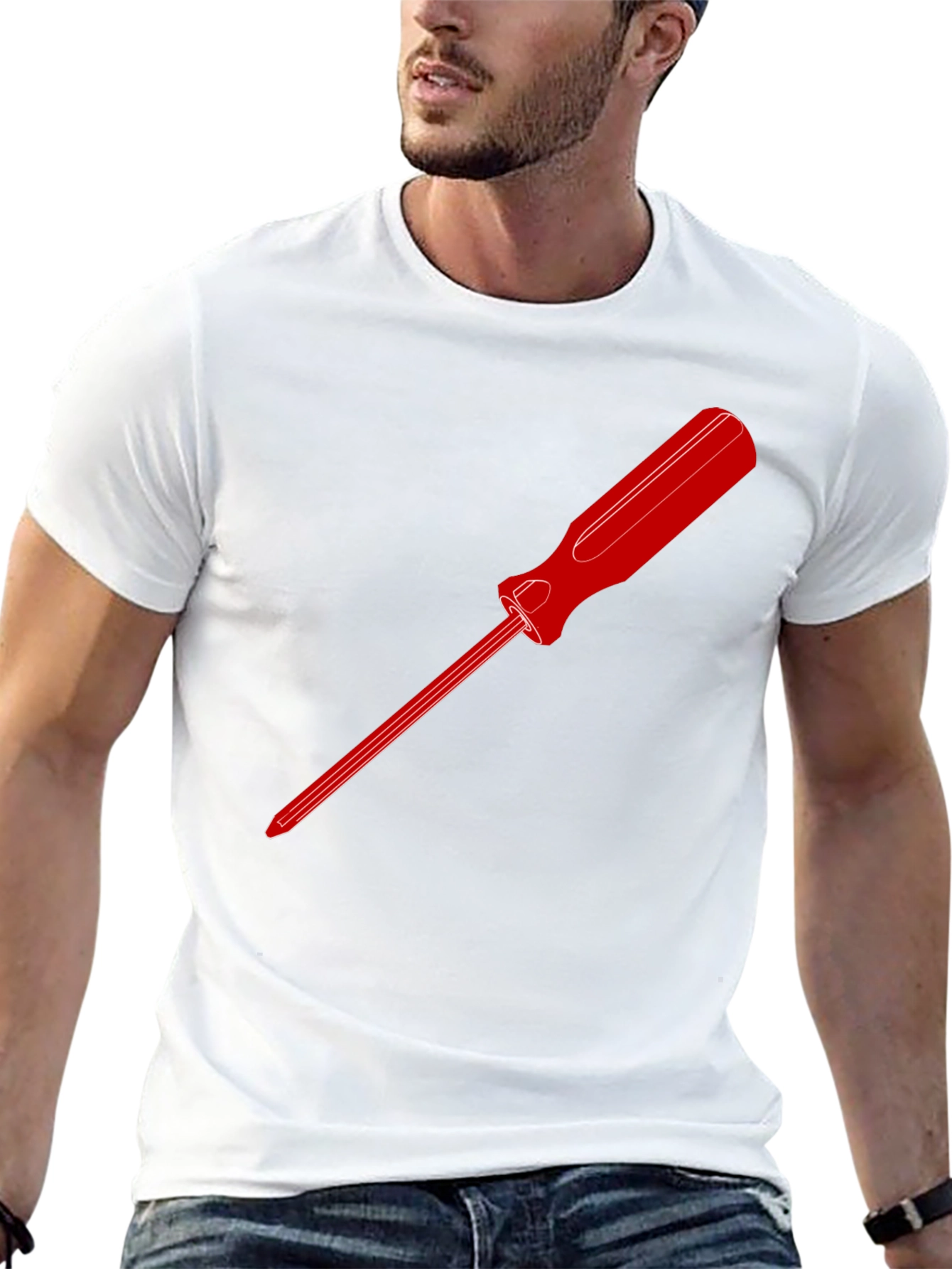 Red Screwdriver Graphic Tee - Mens Black T-Shirt