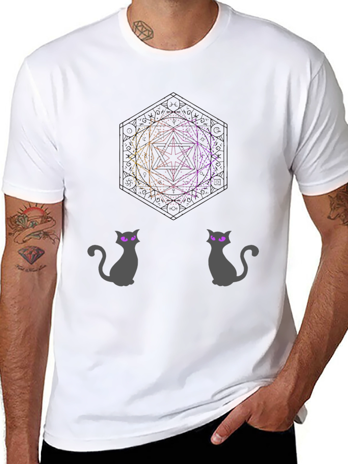 Geometric Cat T-Shirt