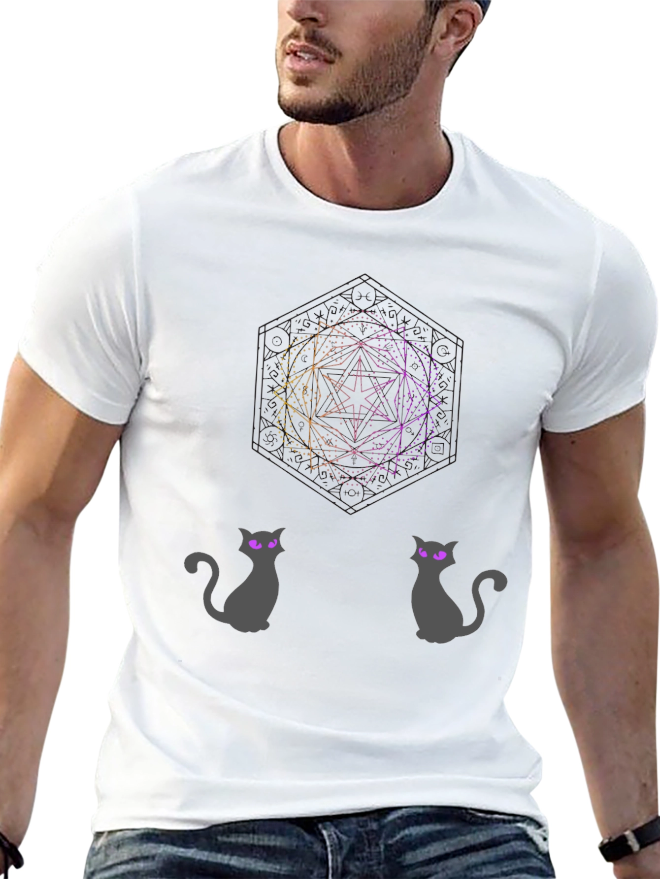 Geometric Cat T-Shirt