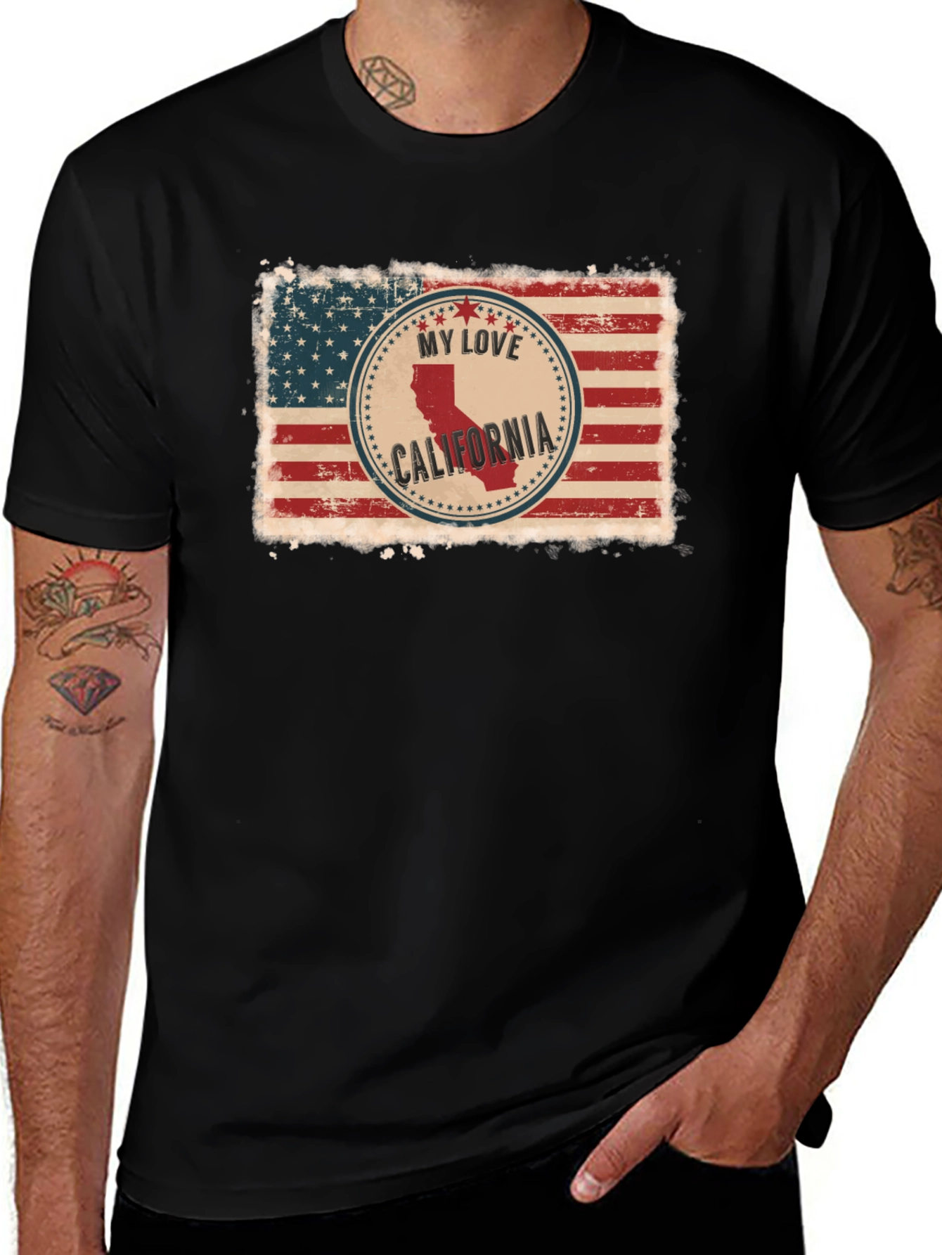 My Love California USA Flag Graphic Tee