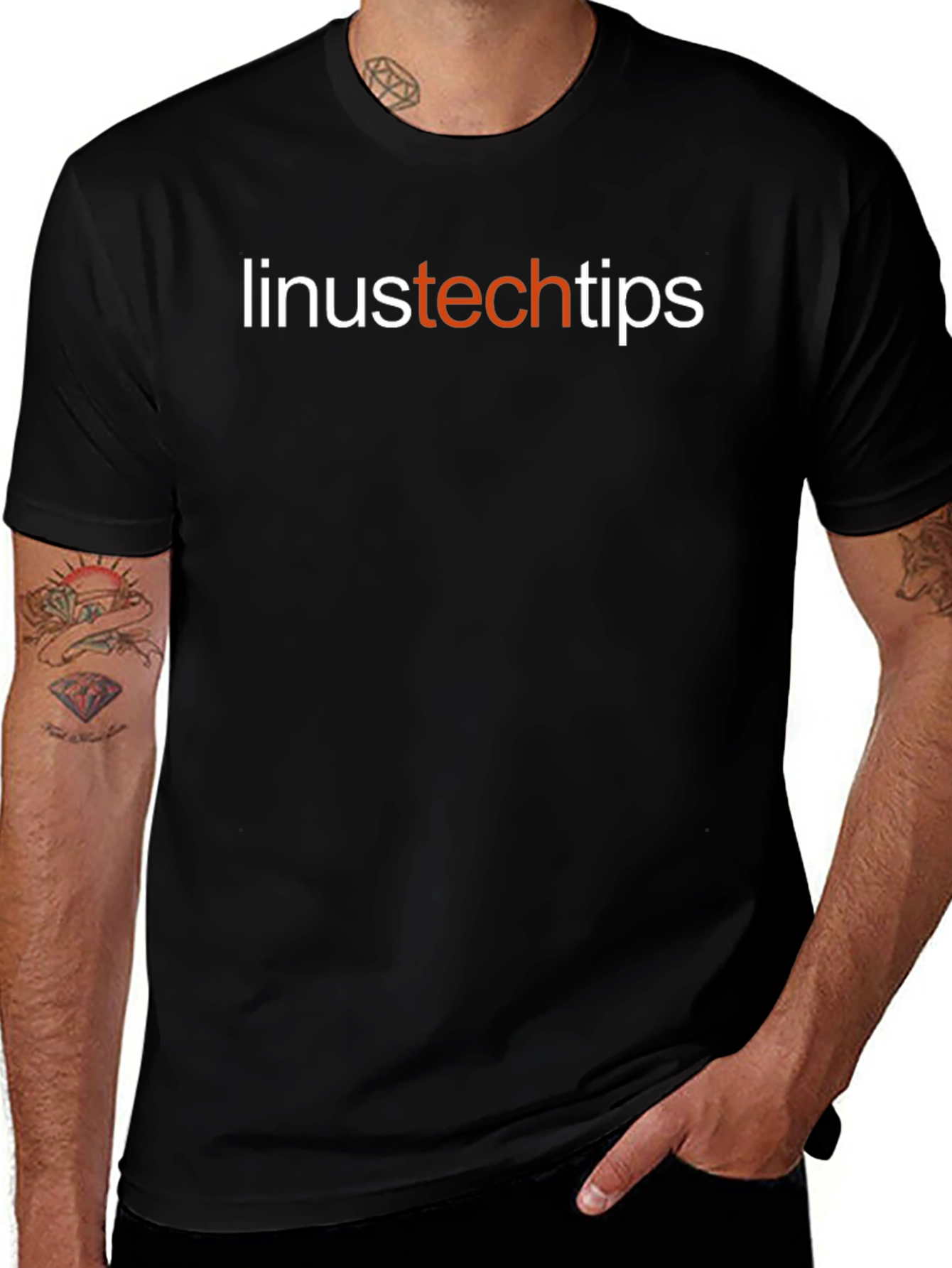 Linus Tech Tips Black Cotton Graphic Tee