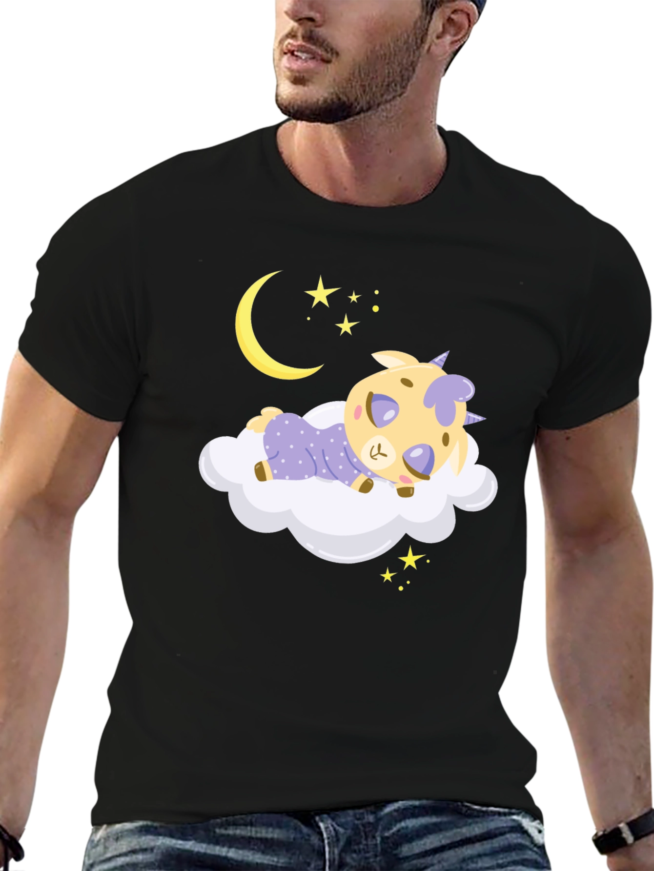 Cute Sleeping Goat on Cloud Graphic Tee