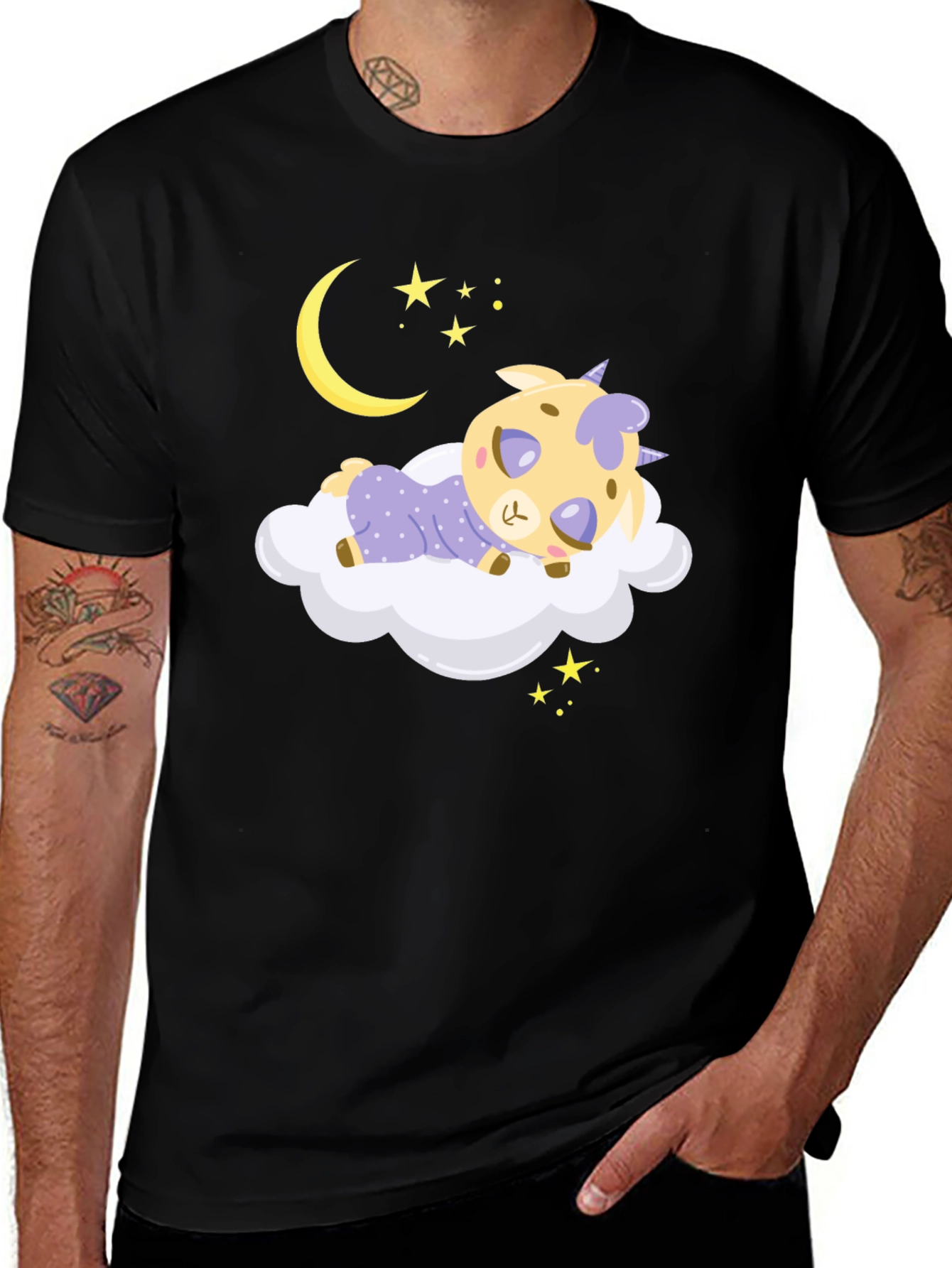 Cute Sleeping Goat on Cloud Graphic Tee