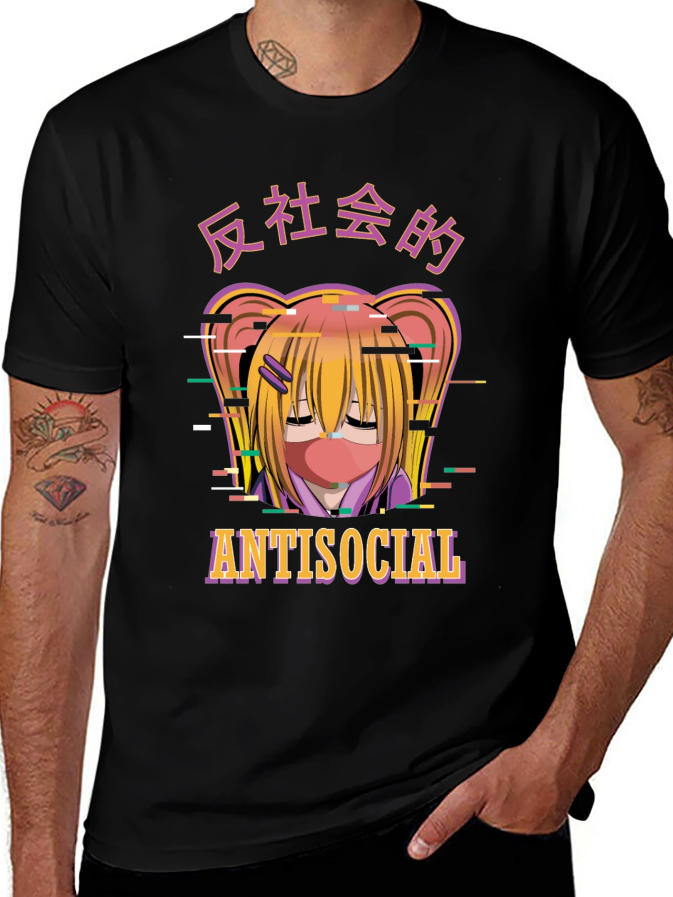 Antisocial Anime Graphic T-Shirt