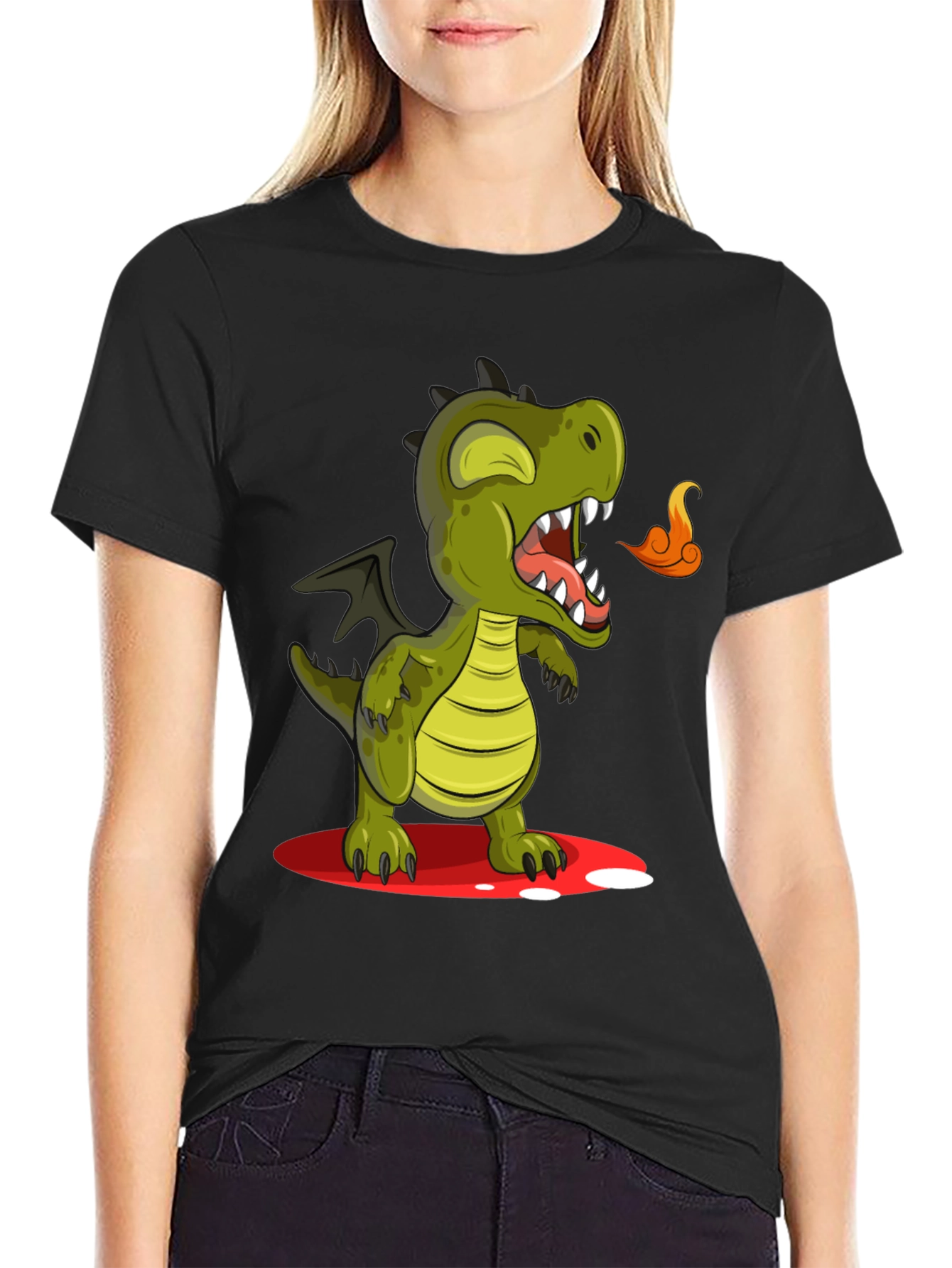 Cute Dragon Graphic Tee - Mens Black T-Shirt