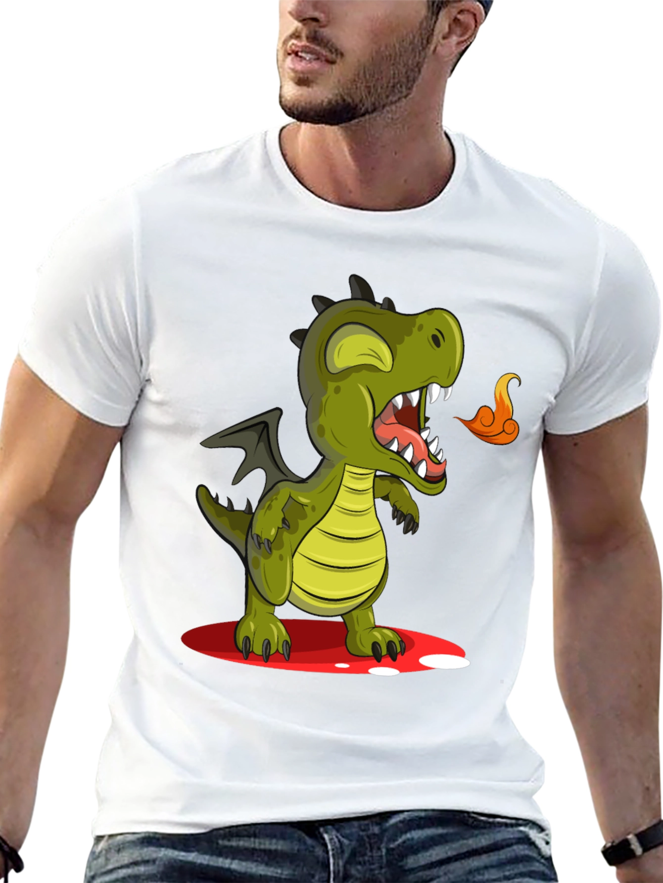 Cute Dragon Graphic Tee - Mens Black T-Shirt
