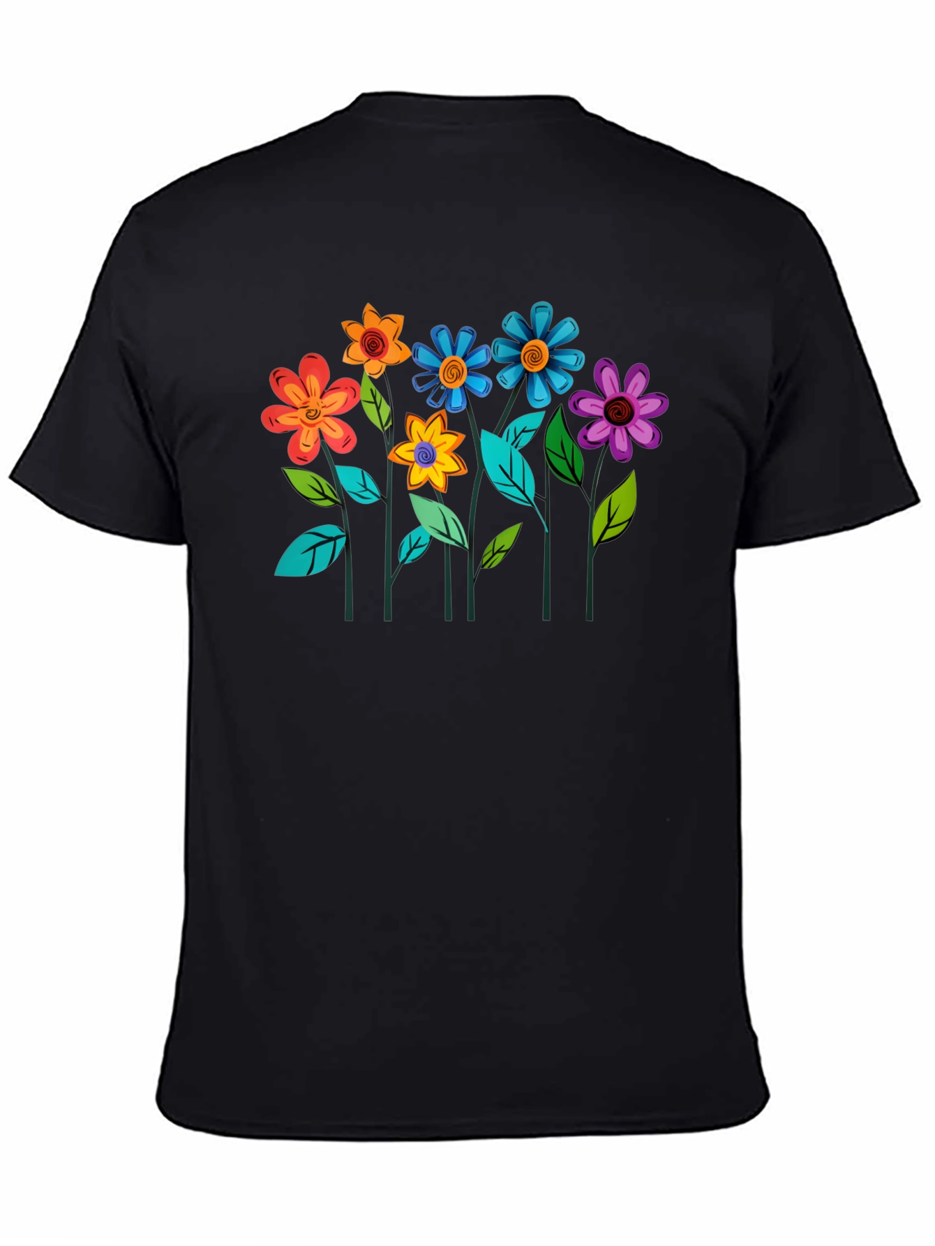 Floral Graphic Black T-Shirt