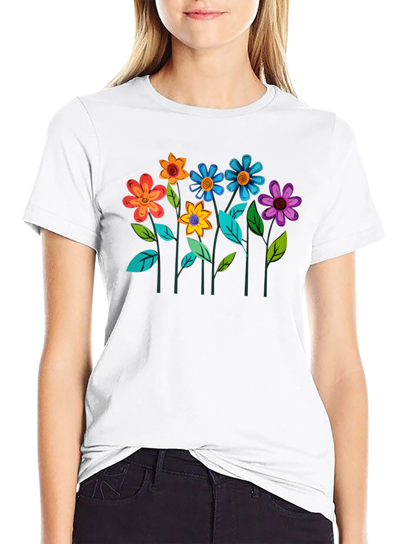 Floral Graphic Black T-Shirt