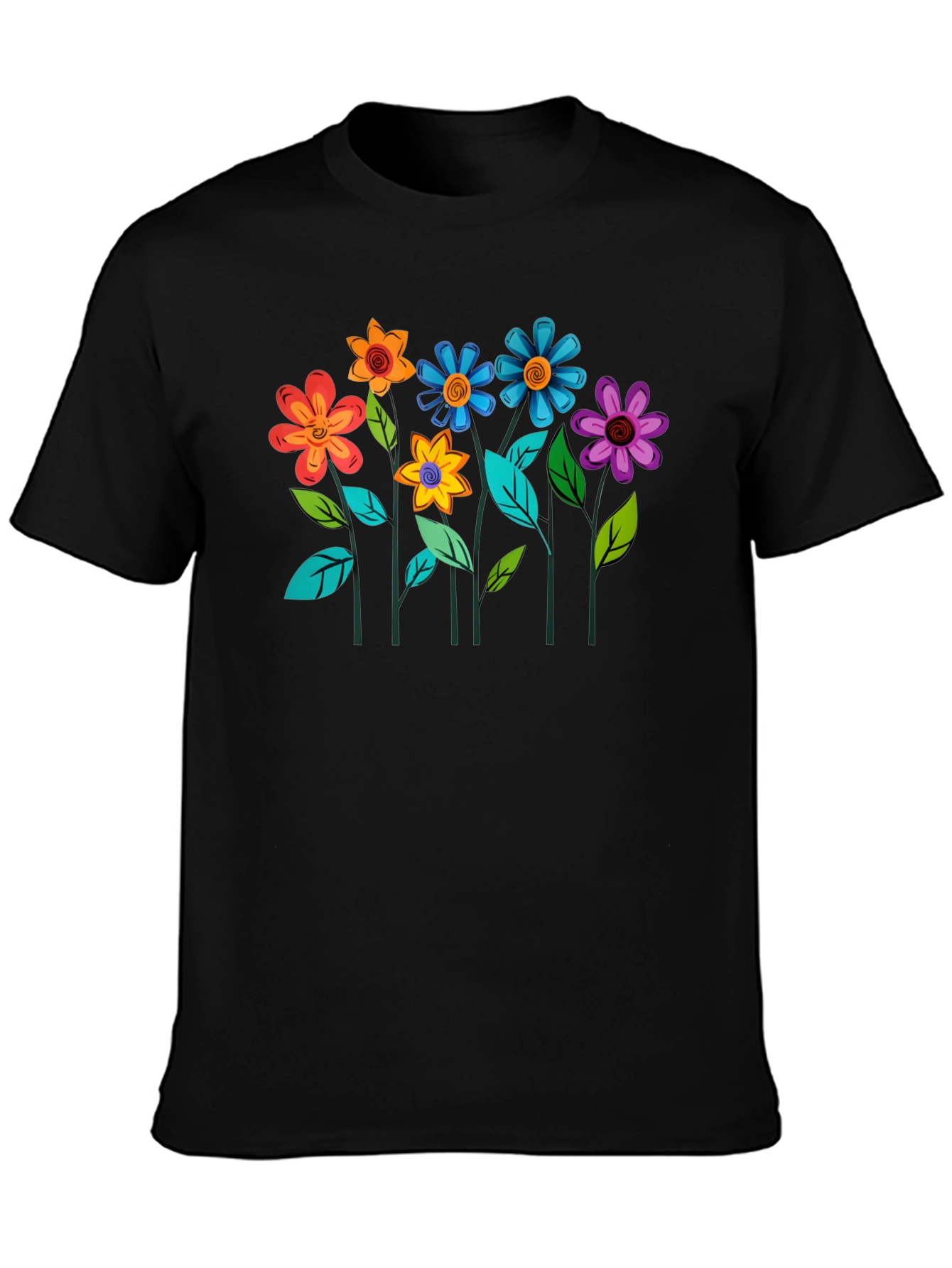 Floral Graphic Black T-Shirt