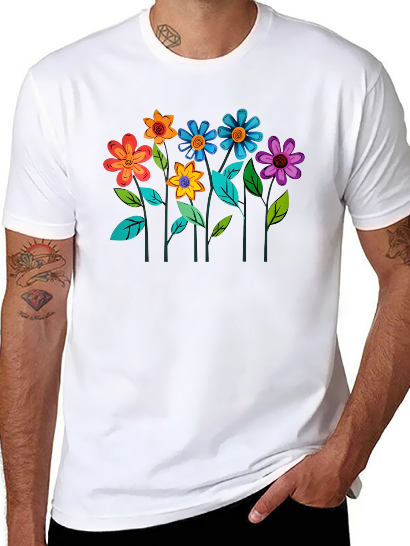Floral Graphic Black T-Shirt