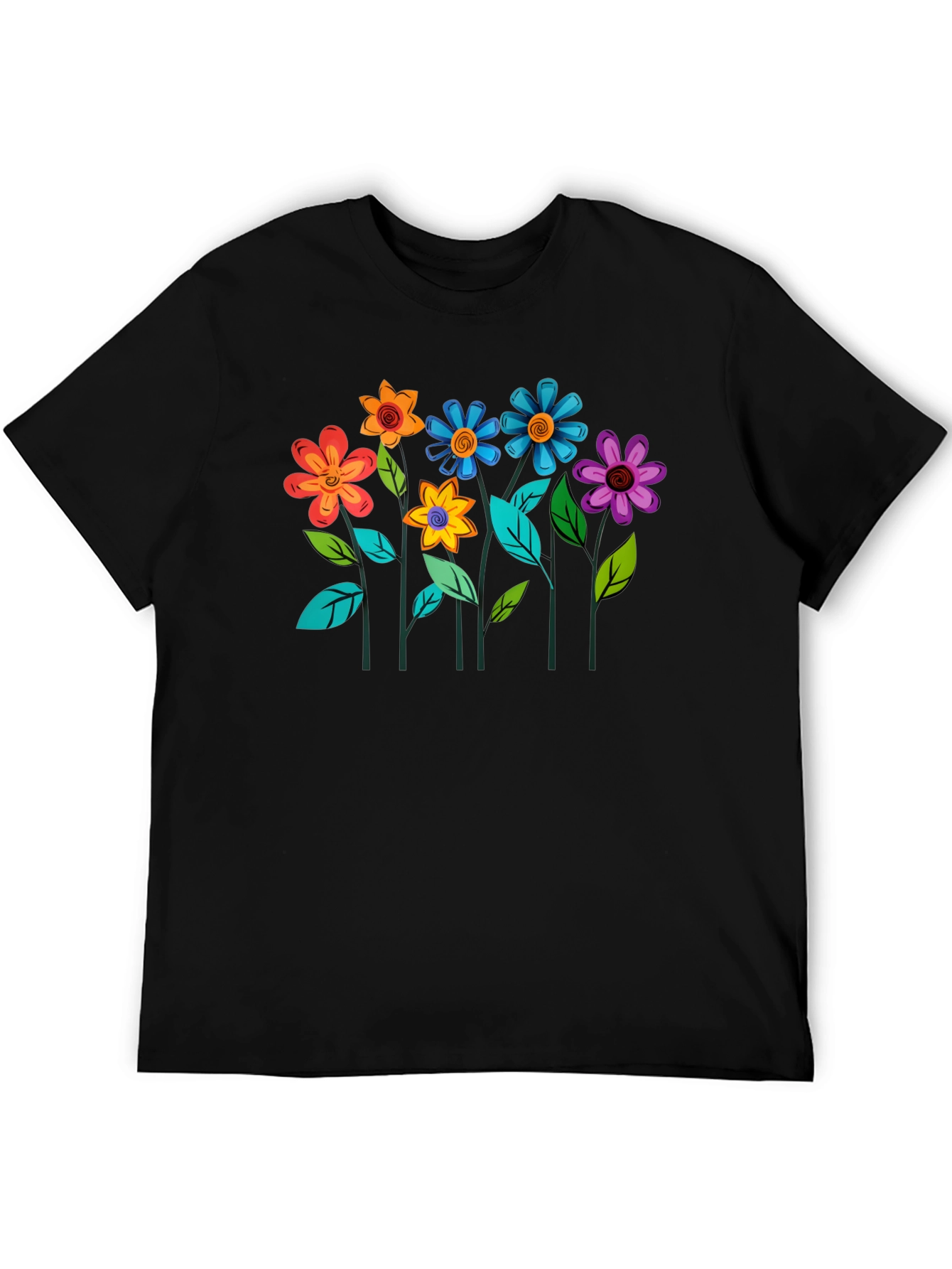 Floral Graphic Black T-Shirt